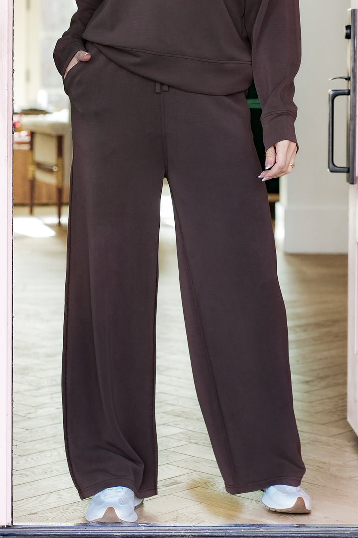 Elastic Waist Wide Leg Scuba Pants