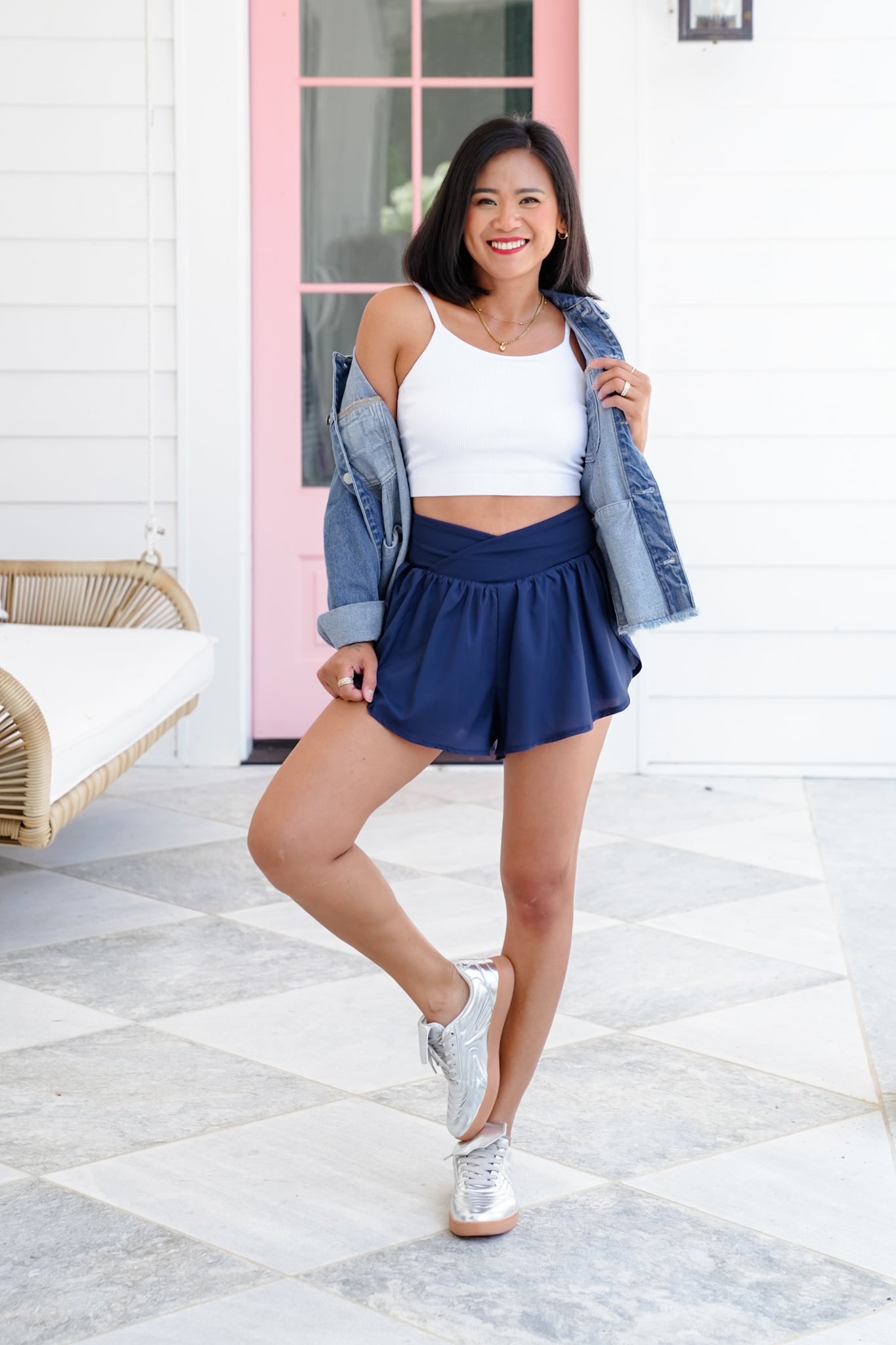 Plus/Reg Solid High Waist Knit Shorts