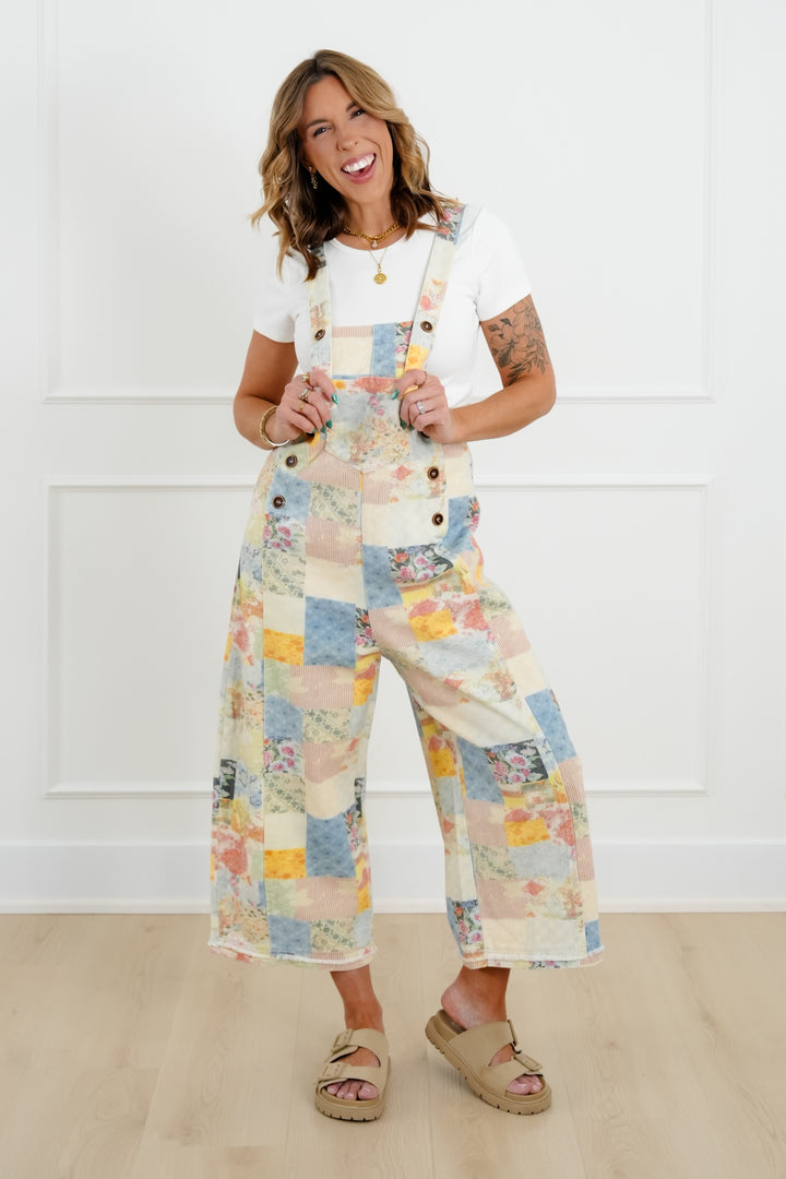 Plus/Reg Flower Patchwork Overall