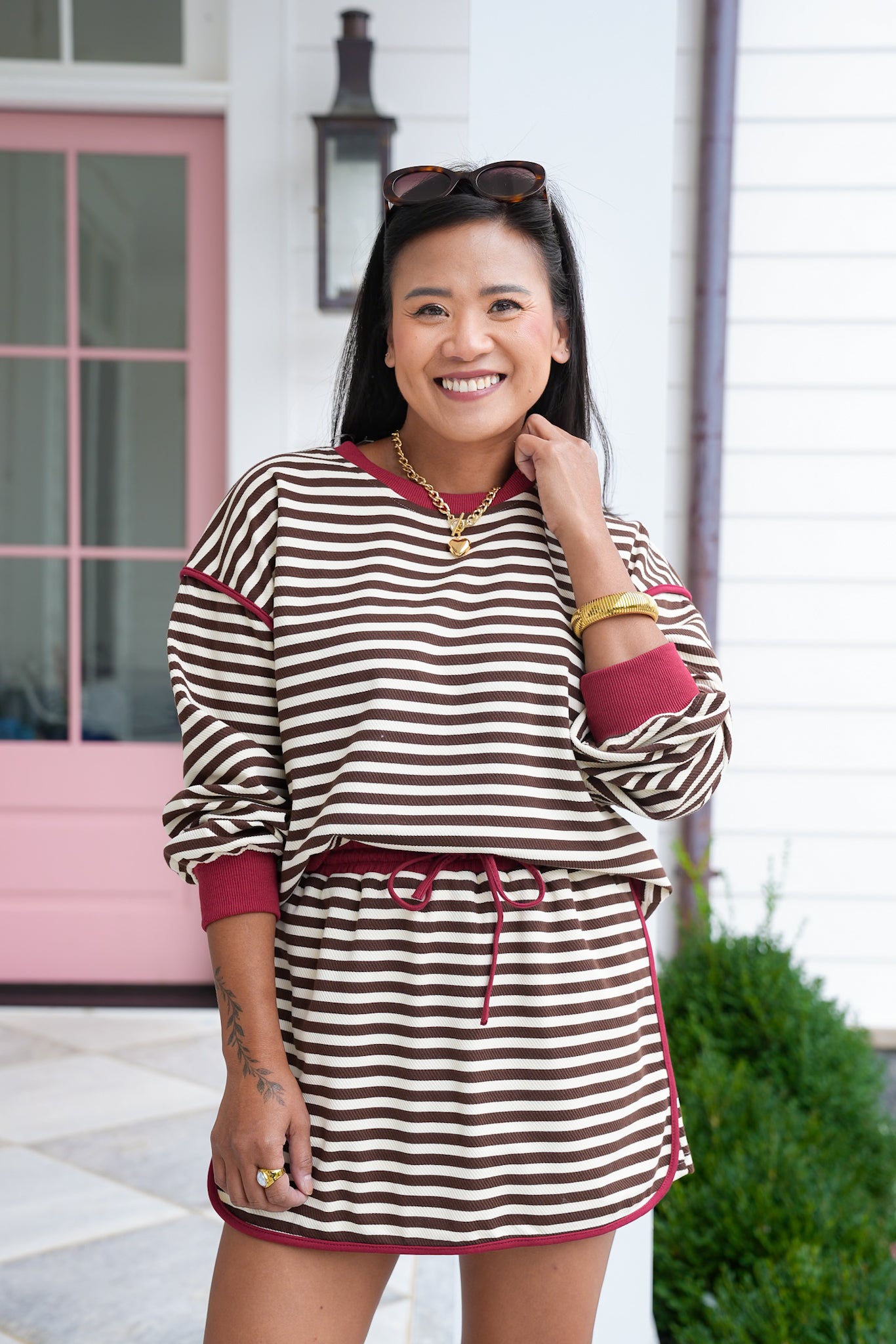 Stripe Long Sleeve Pullover Top