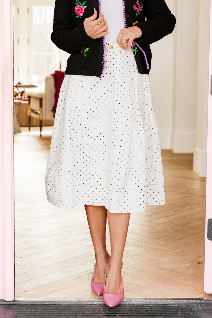 Plus/Reg Polka Dot A-Line Midi Skirt