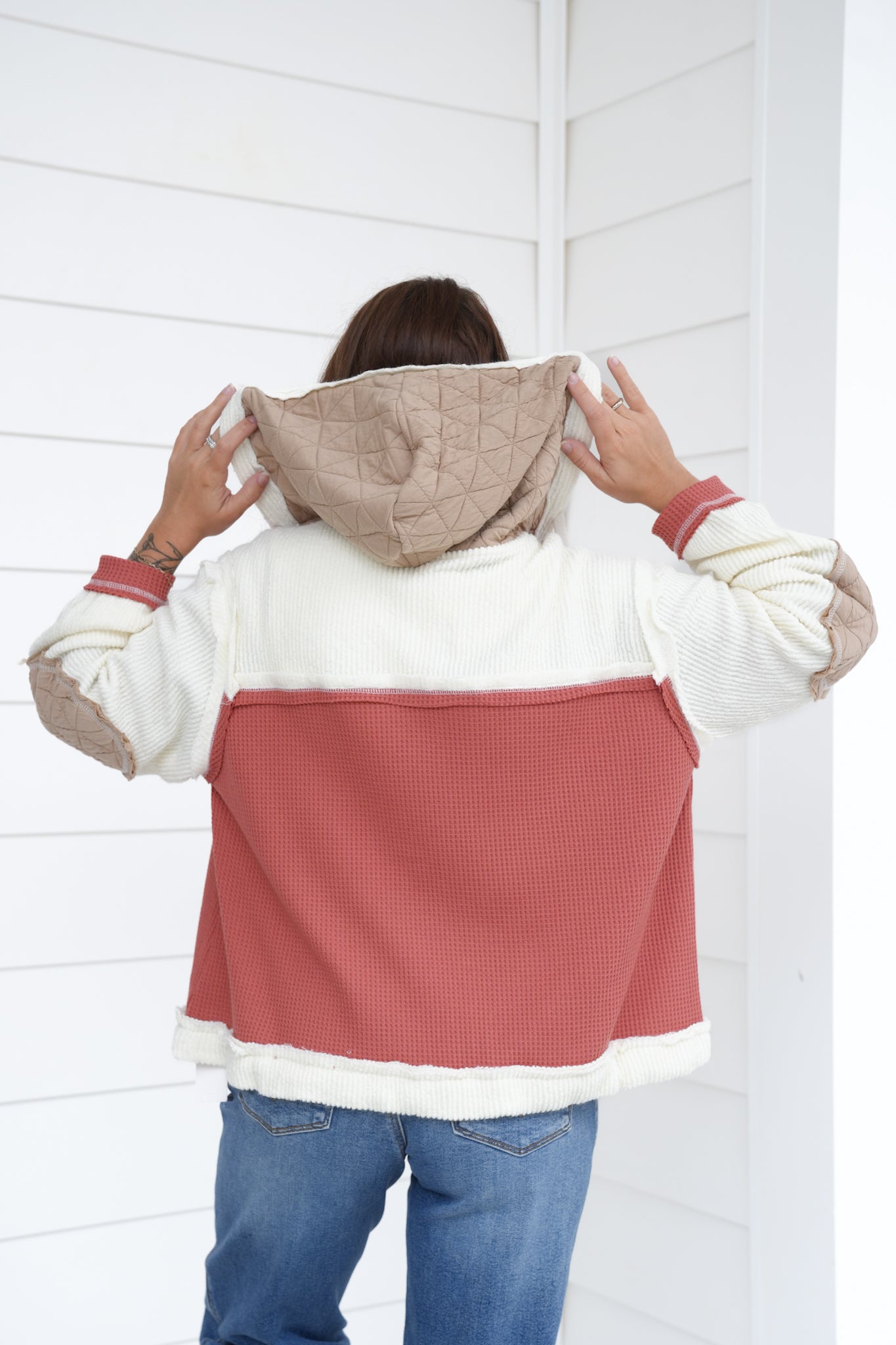 POL Knit Long Sleeve Button Down Hoodie Jacket