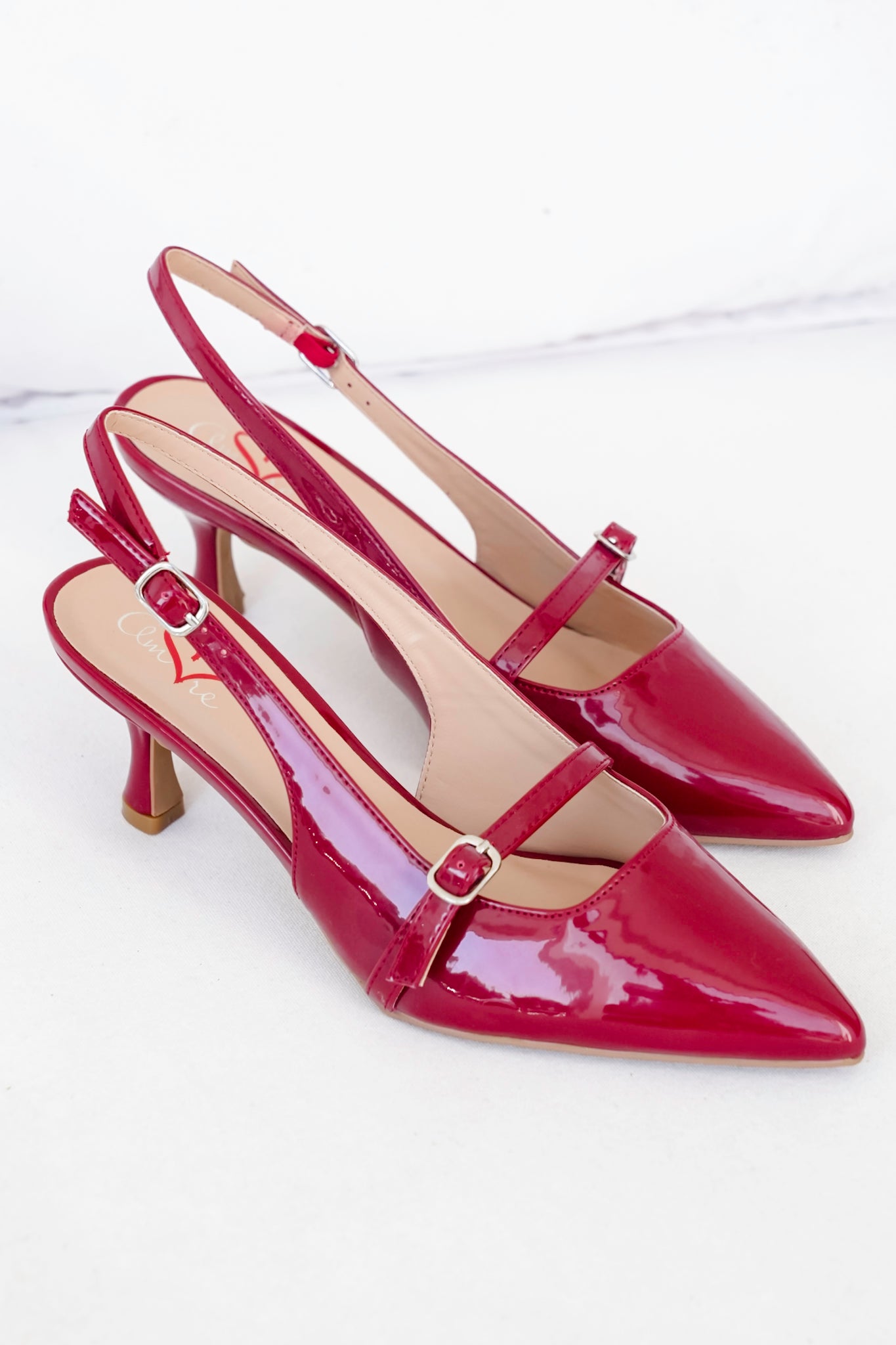MIA Pointed Toe Slingback Heel with Buckle Strap