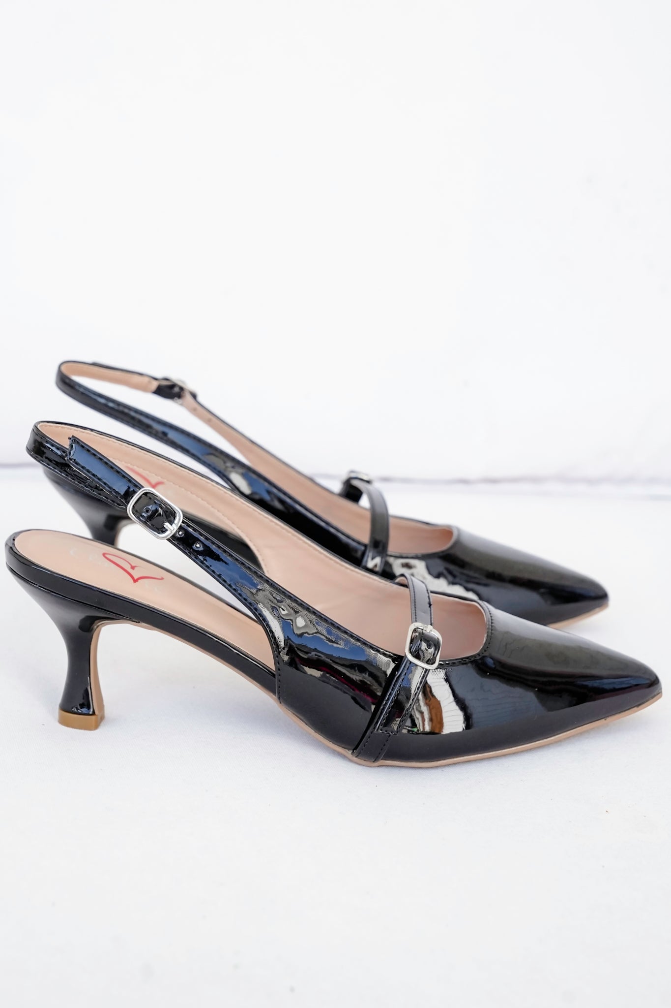 MIA Pointed Toe Slingback Heel with Buckle Strap