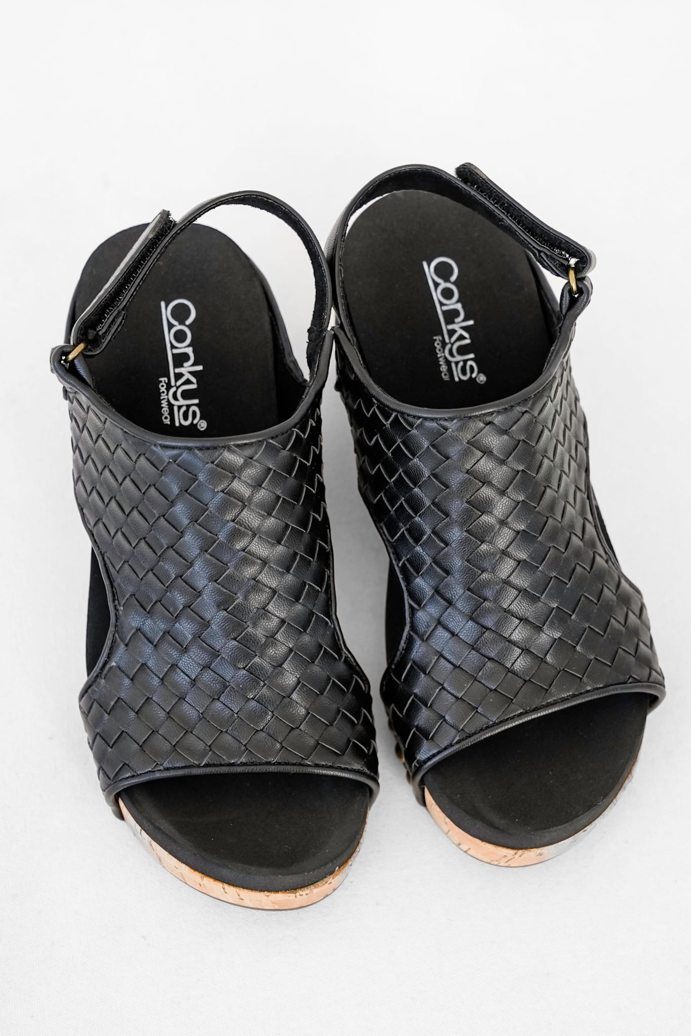 Corky's "Carley" Woven Platform Wedge Sandal with Cork Heel and Studded Detail