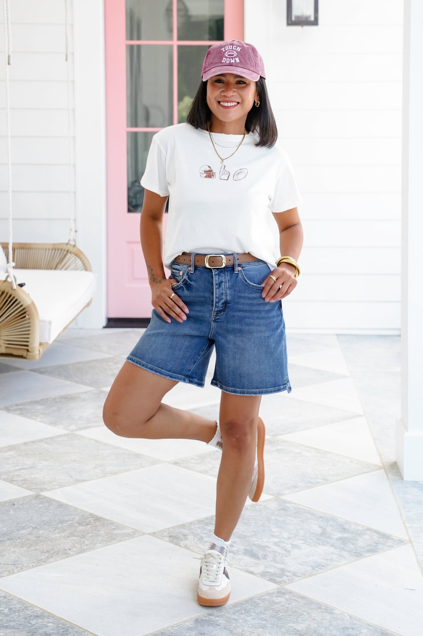Short Sleeve Football Trio Graphic Crop Top