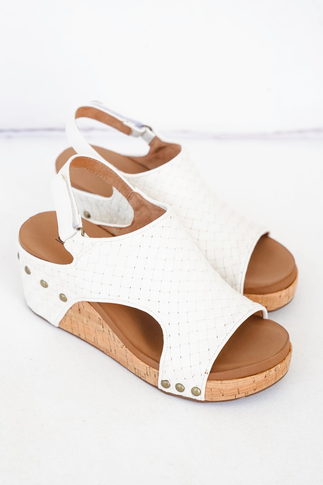 Corky's "Carley" Woven Platform Wedge Sandal with Cork Heel and Studded Detail