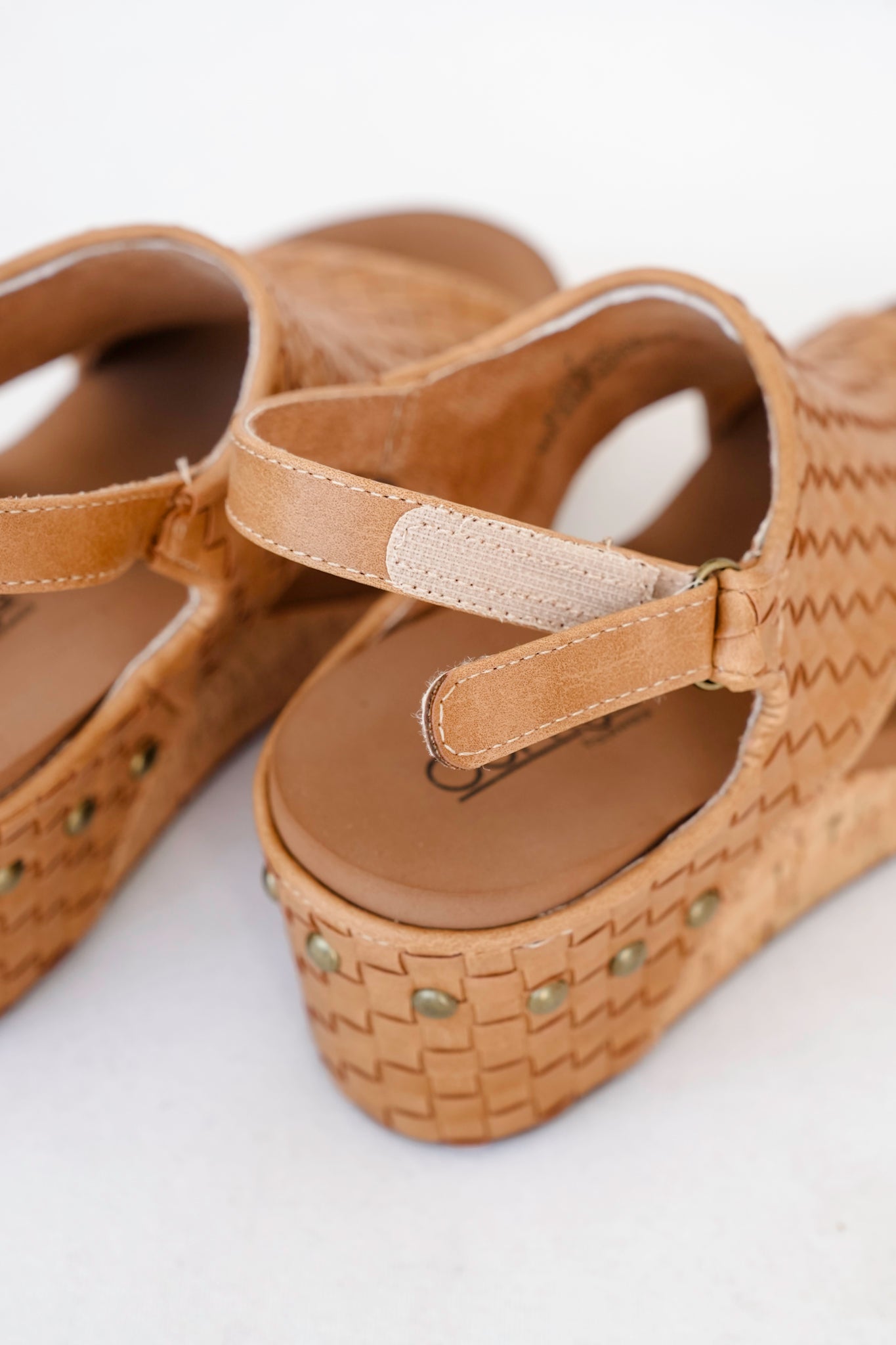 Corky's "Carley" Woven Platform Wedge Sandal with Cork Heel and Studded Detail