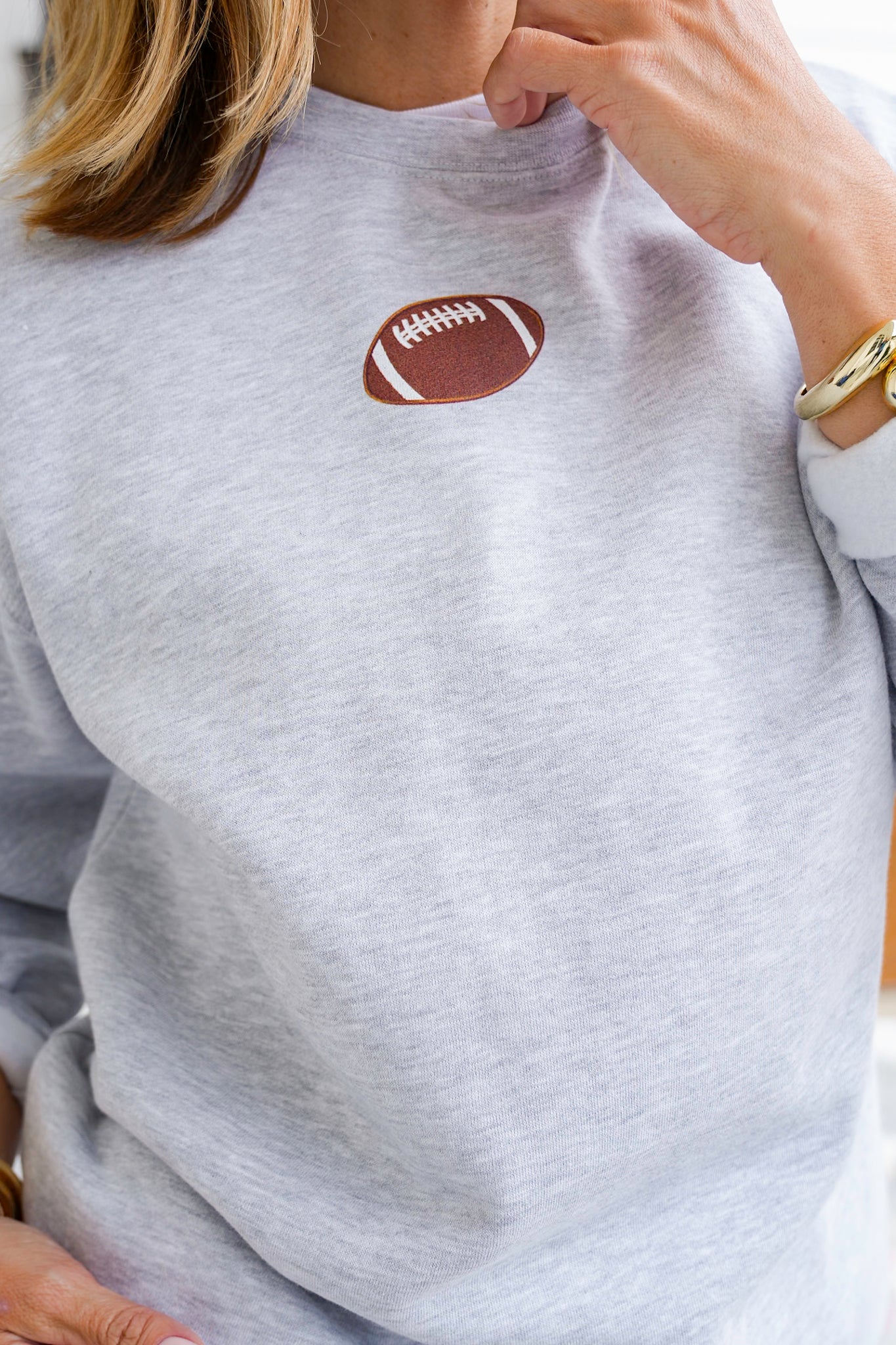 Plus/Reg Long Sleeve Tiny Football Graphic Sweatshirt