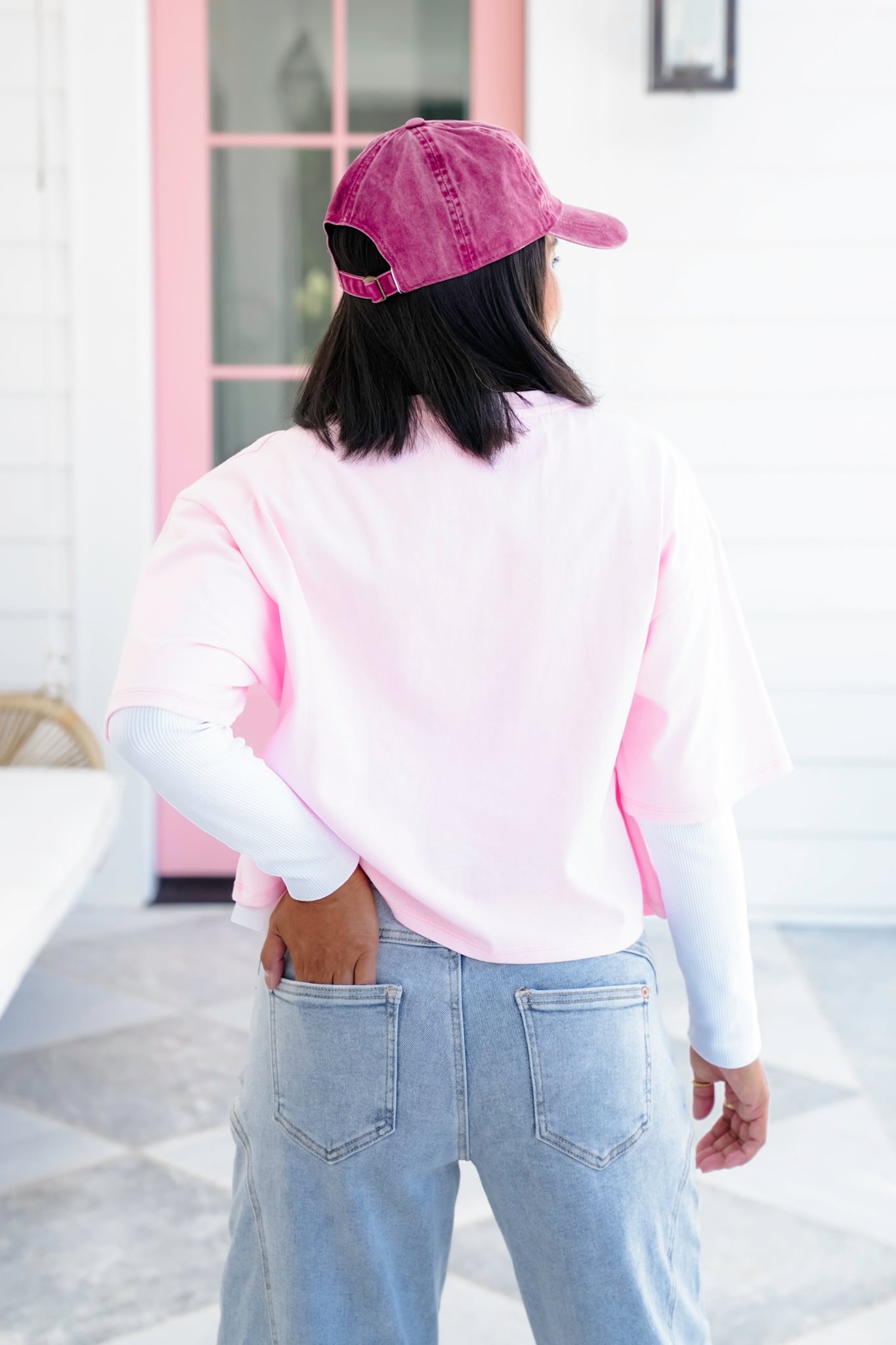 Short Sleeve Round Neck Top with Football Detail