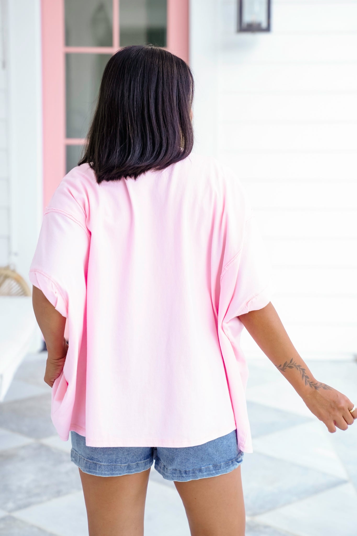 Short Sleeve "Touch Down" Patchwork Top
