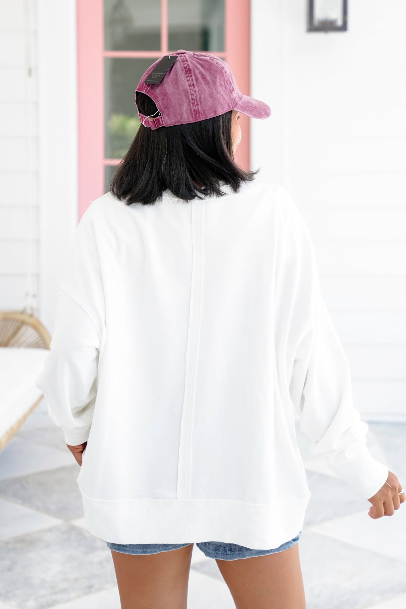 White Long Sleeve Color Block "Touchdown" Top