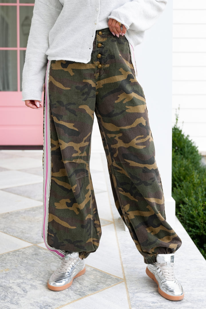 POL Camo Print Jogger Pants with Side Stripe