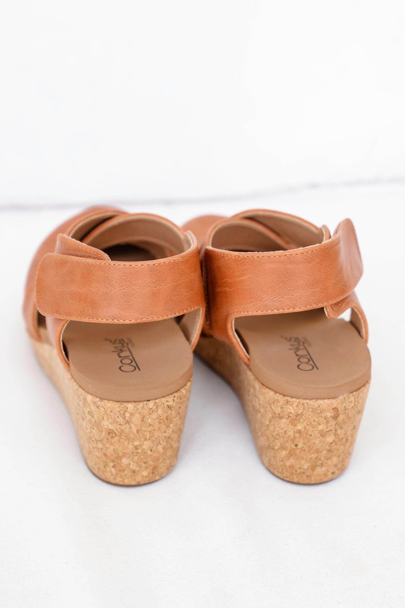 Corky's "Case Closed" Vegan Crisscross Wedge Sandal with Cork Platform and Adjustable Strap