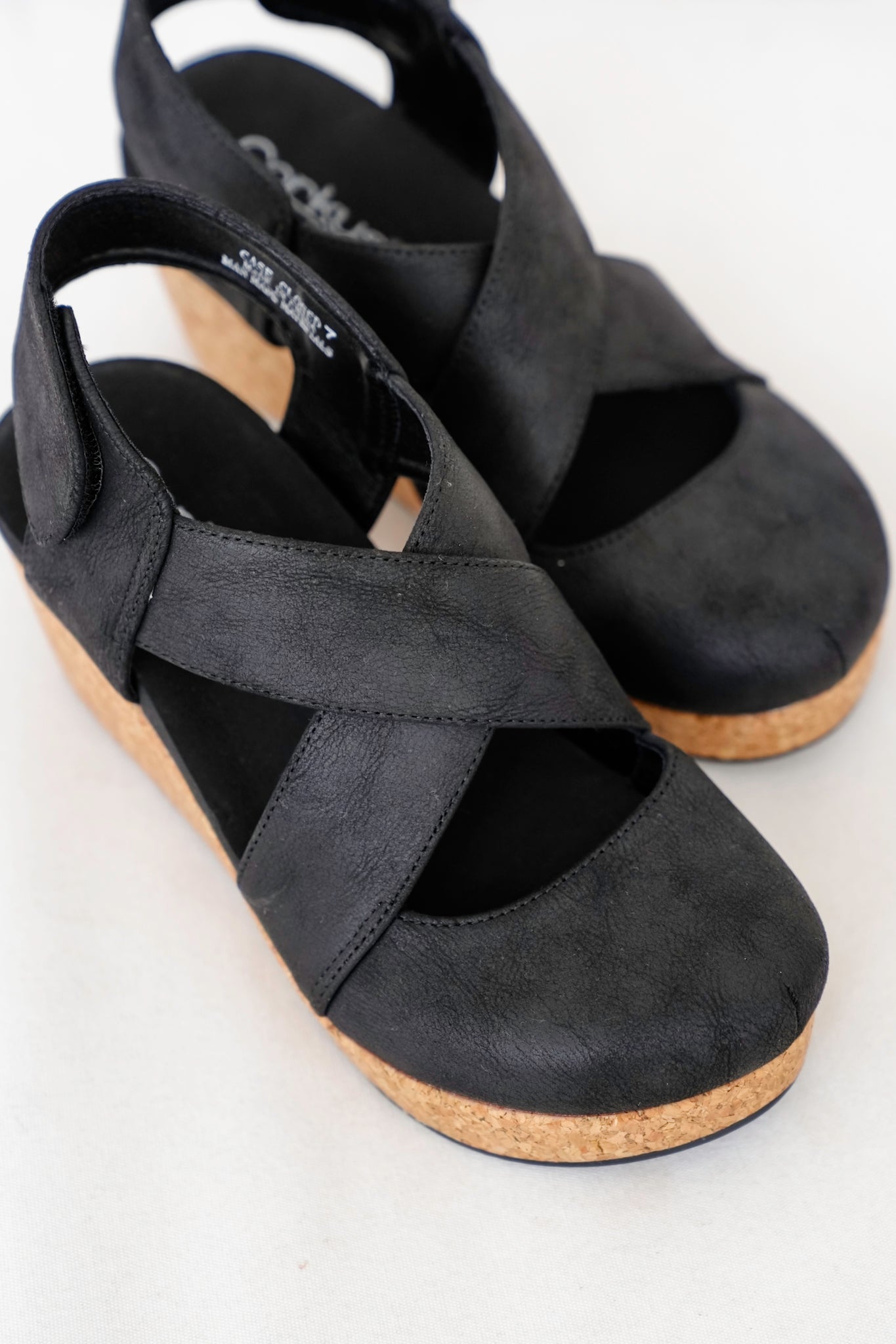 Corky's "Case Closed" Vegan Crisscross Wedge Sandal with Cork Platform and Adjustable Strap