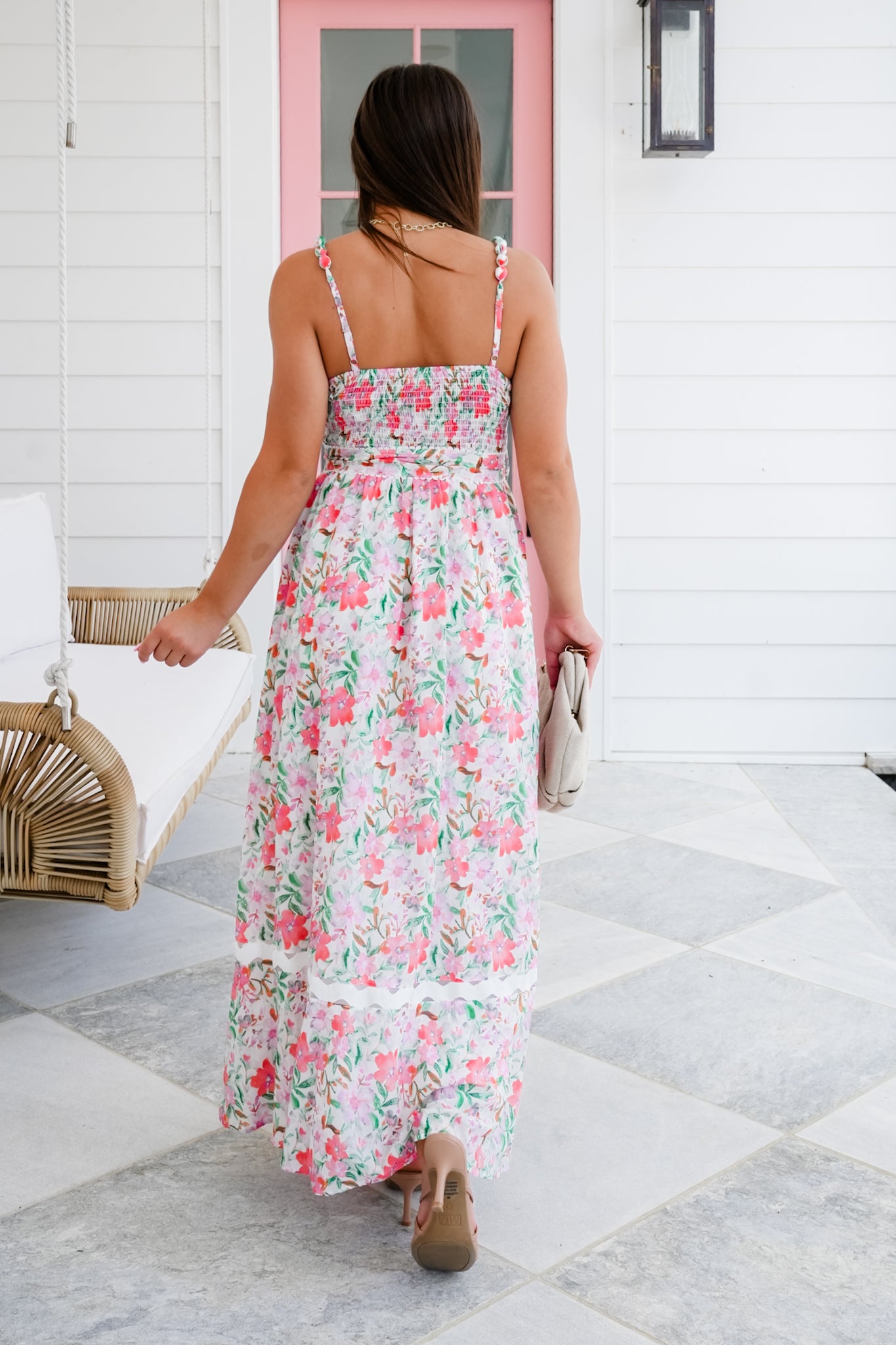 Floral Sleeveless Fitted Bodice Maxi Dress