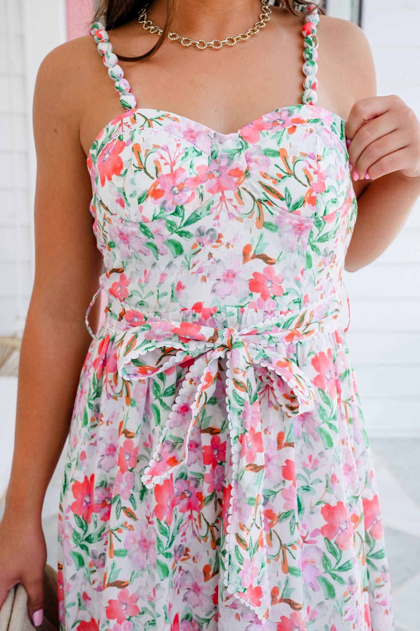 Floral Sleeveless Fitted Bodice Maxi Dress