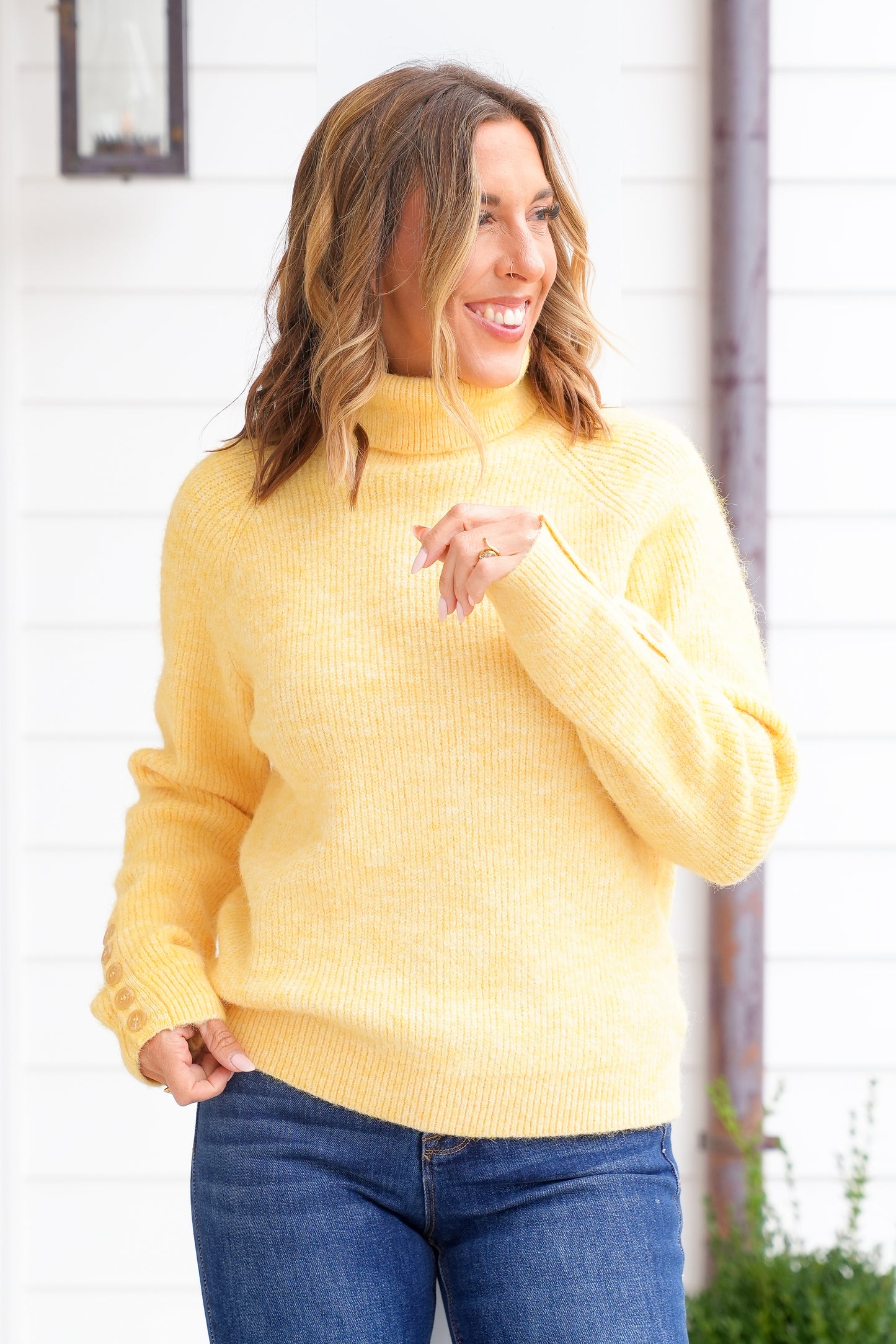 Yellow Long Sleeve Turtle Neck Sweater