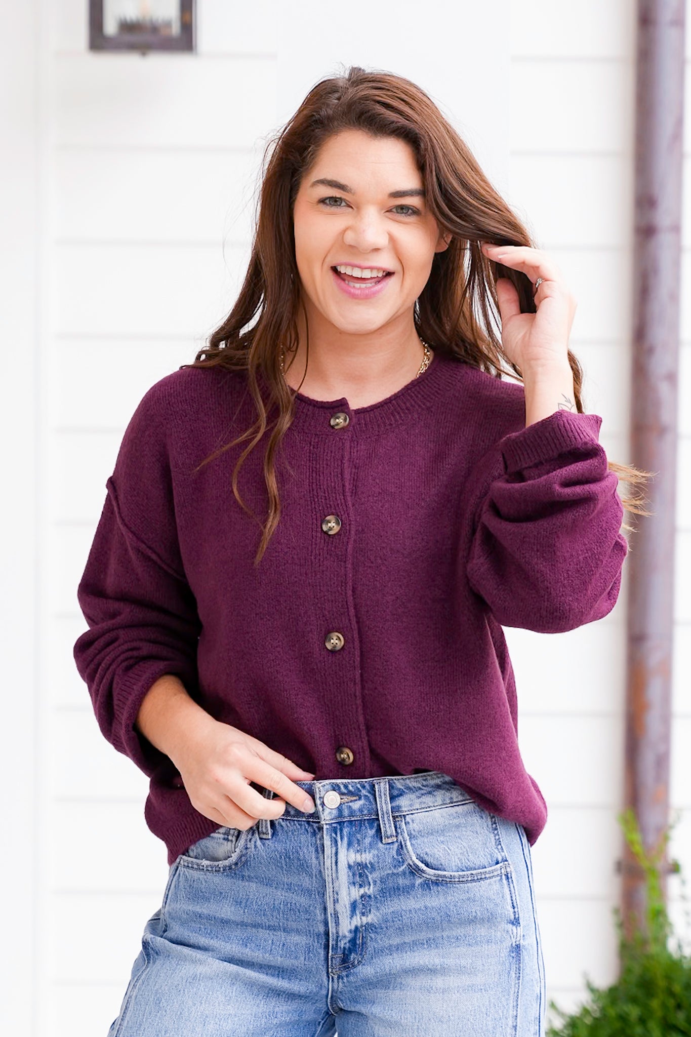 Long Sleeve Relaxed Fit Cardigan Sweater