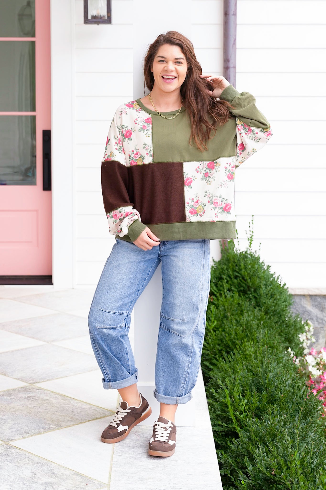 Color Block Long Sleeve Pullover Sweatshirt