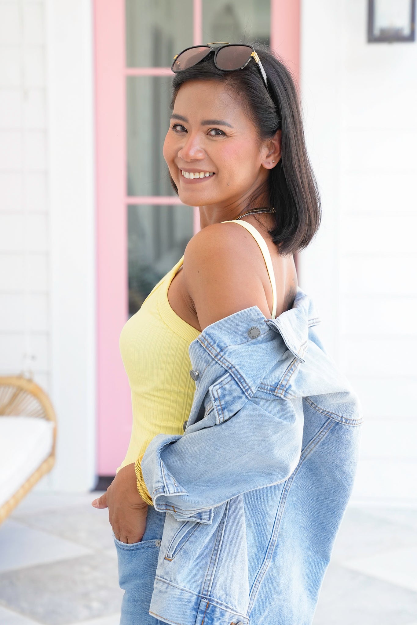 Ribbed Knit V Neck Tank Top