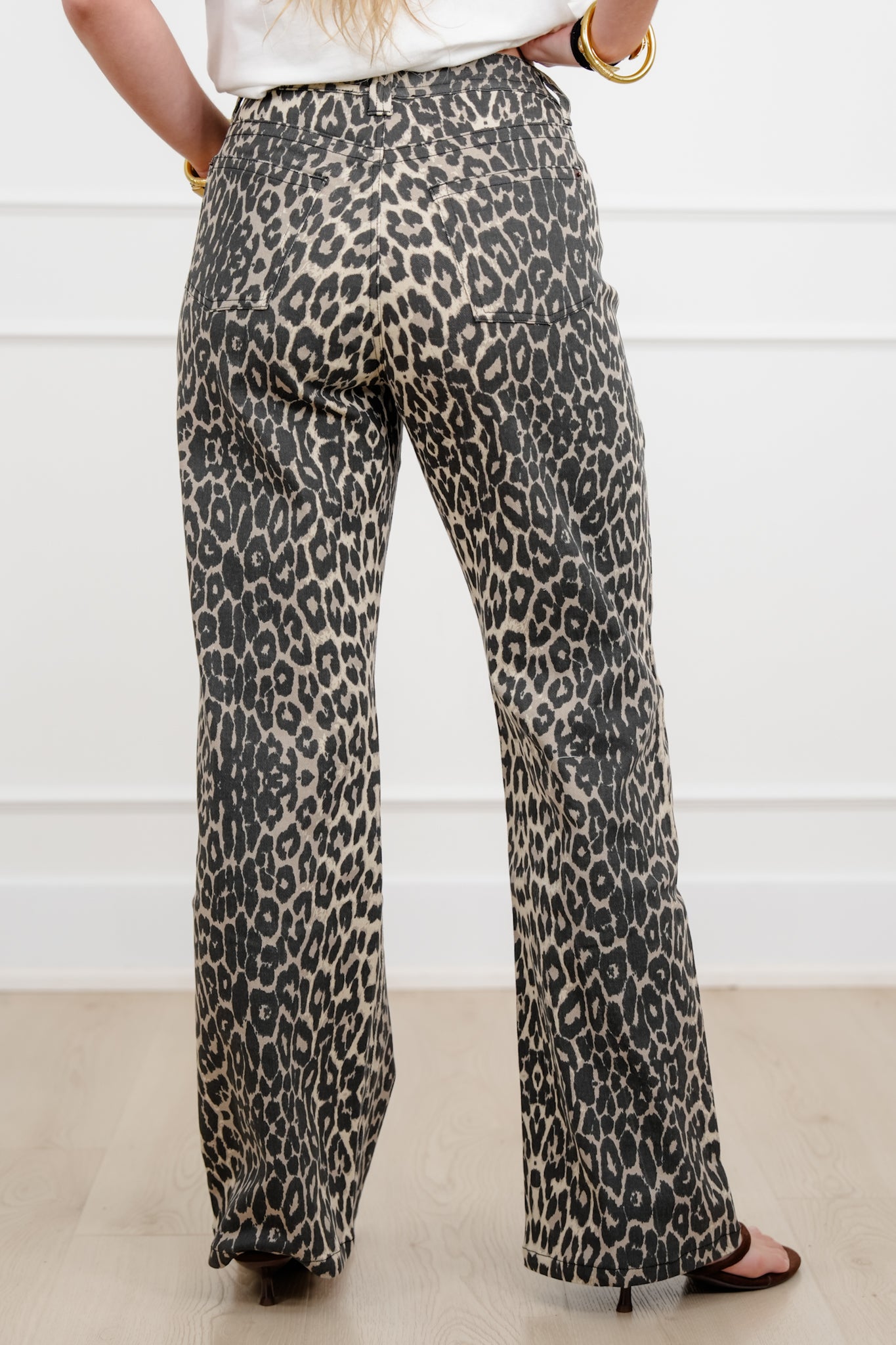 Plus/Reg Animal Print High Rise Straight Leg Pants