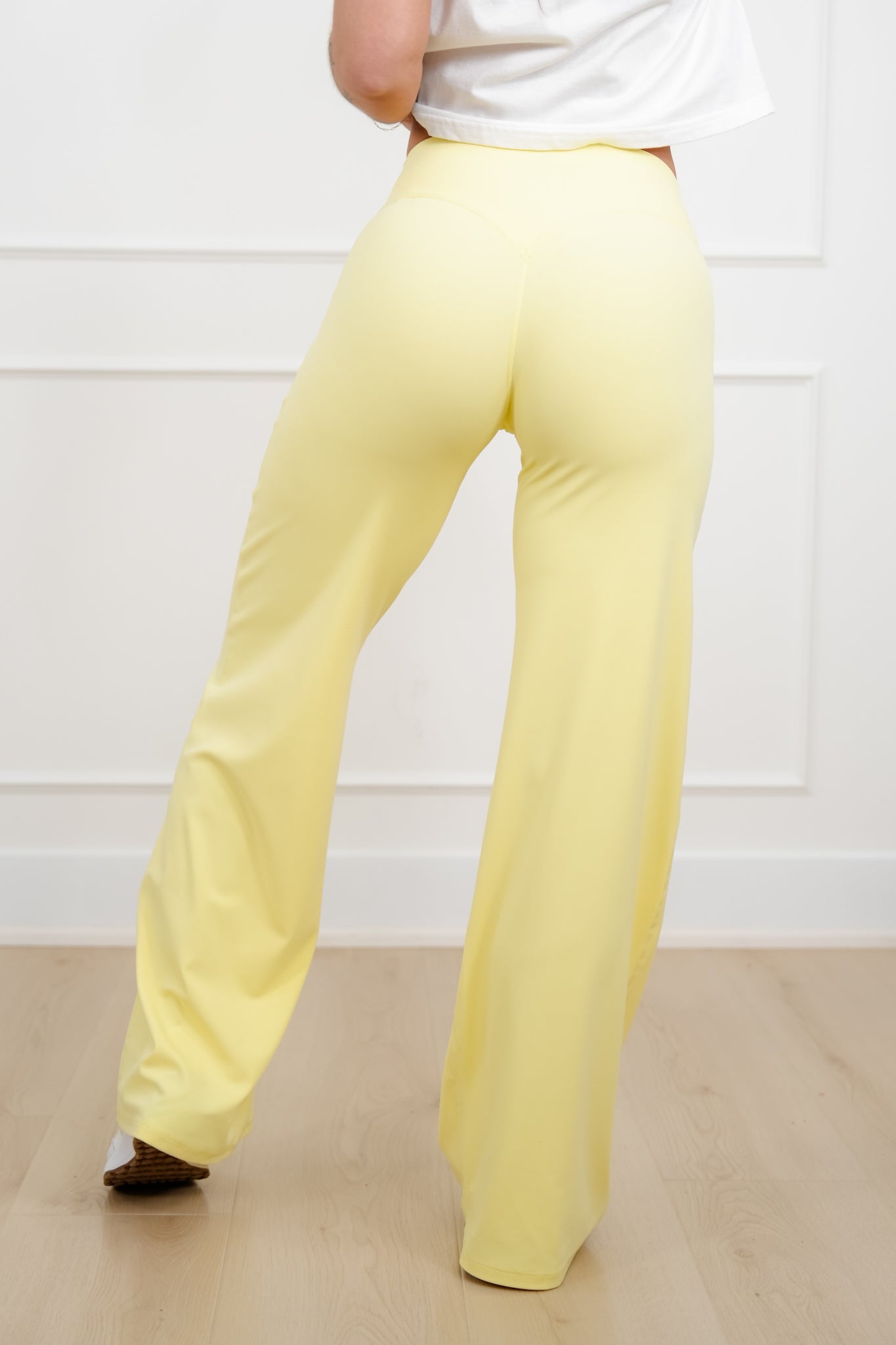 Solid Color High Waist Straight-Leg Pants