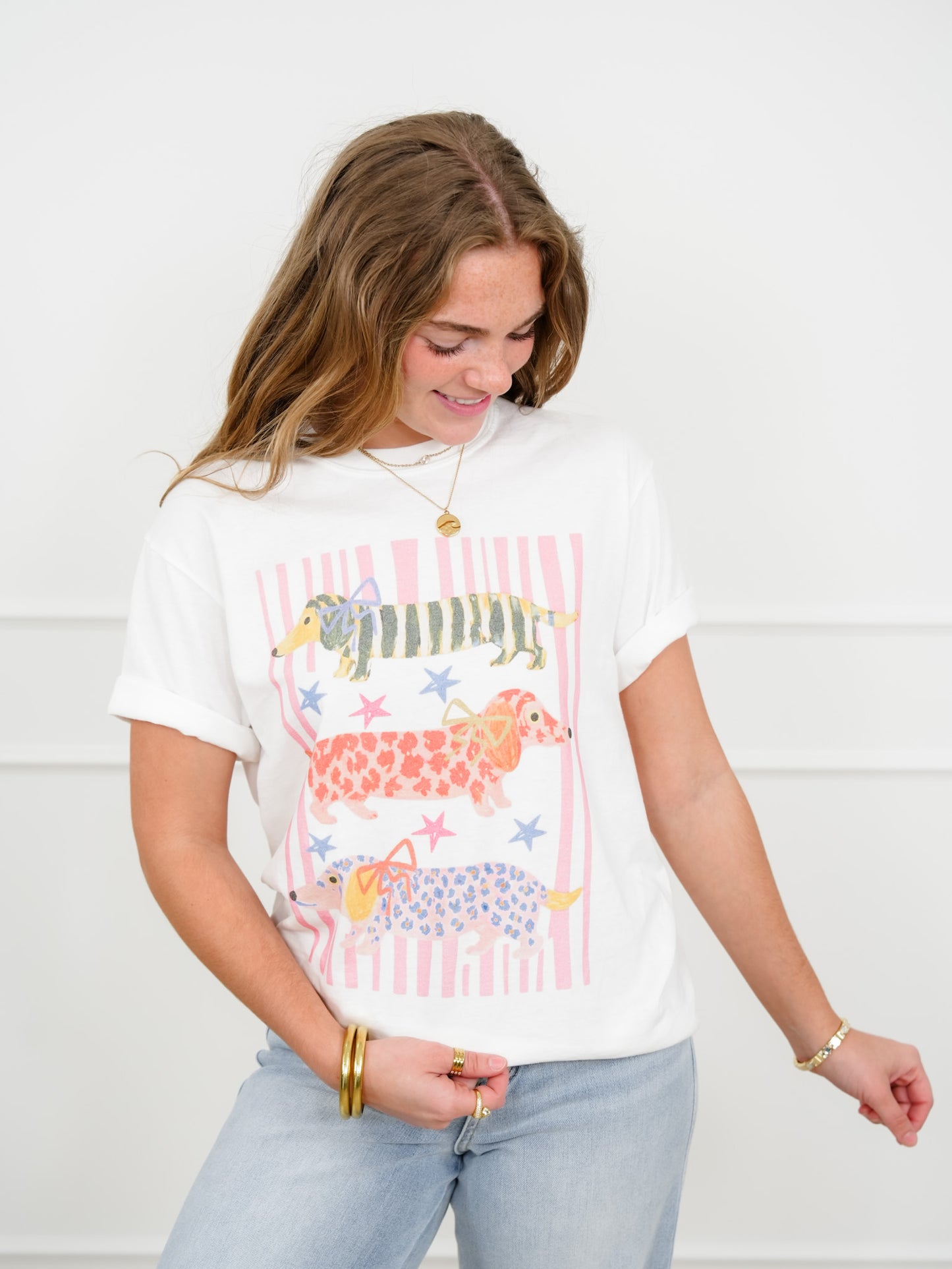 Plus/Reg Short Sleeve Weiner Dog Graphic Tee
