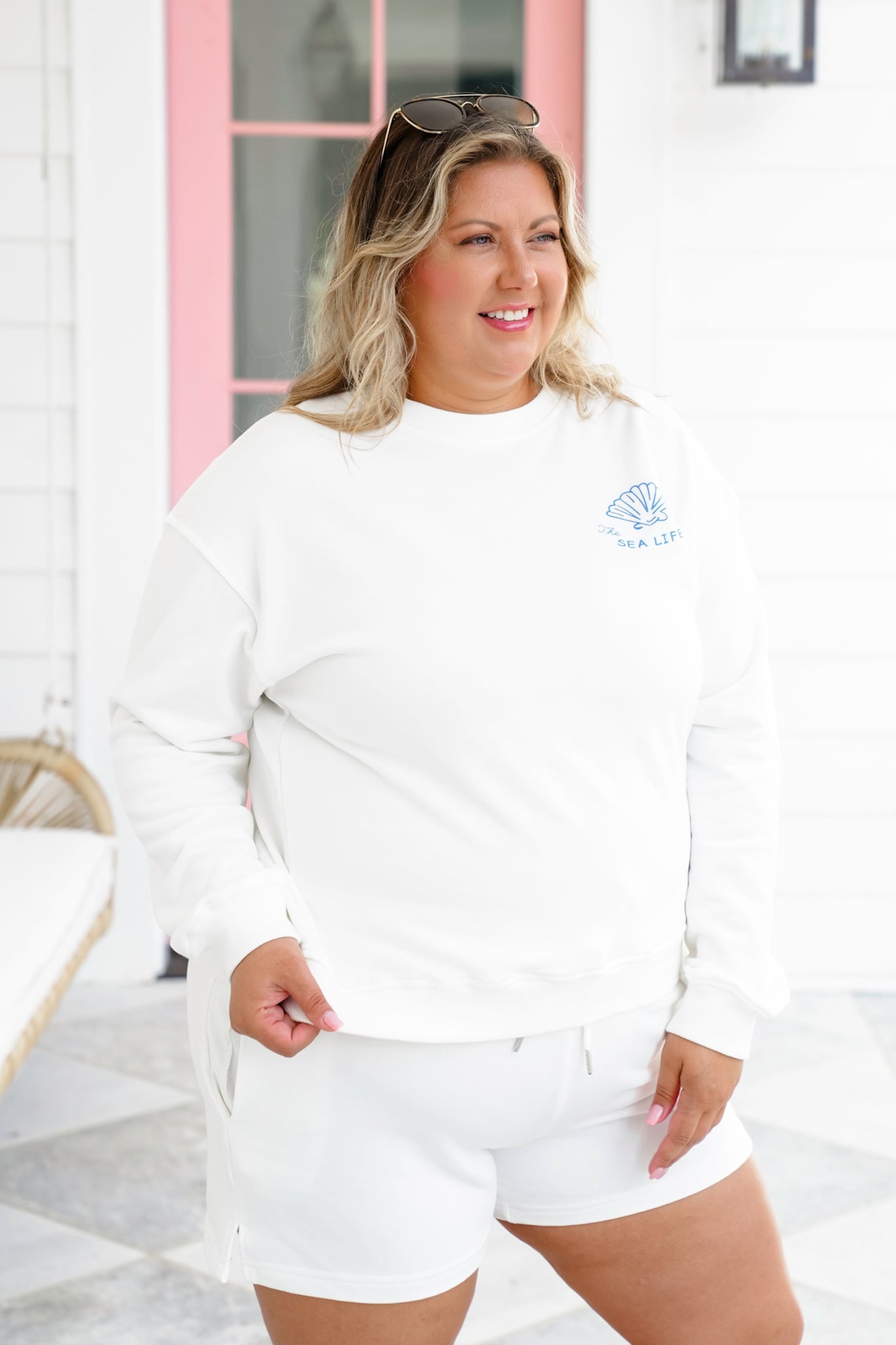 White Long Sleeve "The Sea Life" Sweatshirt