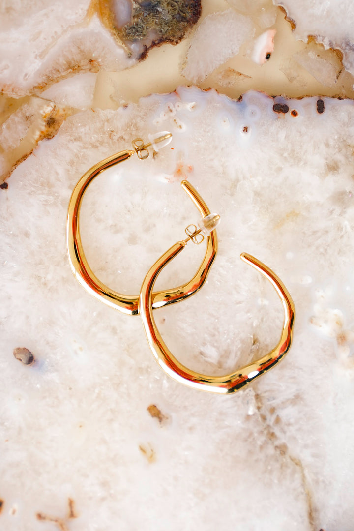 Mila + Stevie Savannah Hammered Hoop Earrings