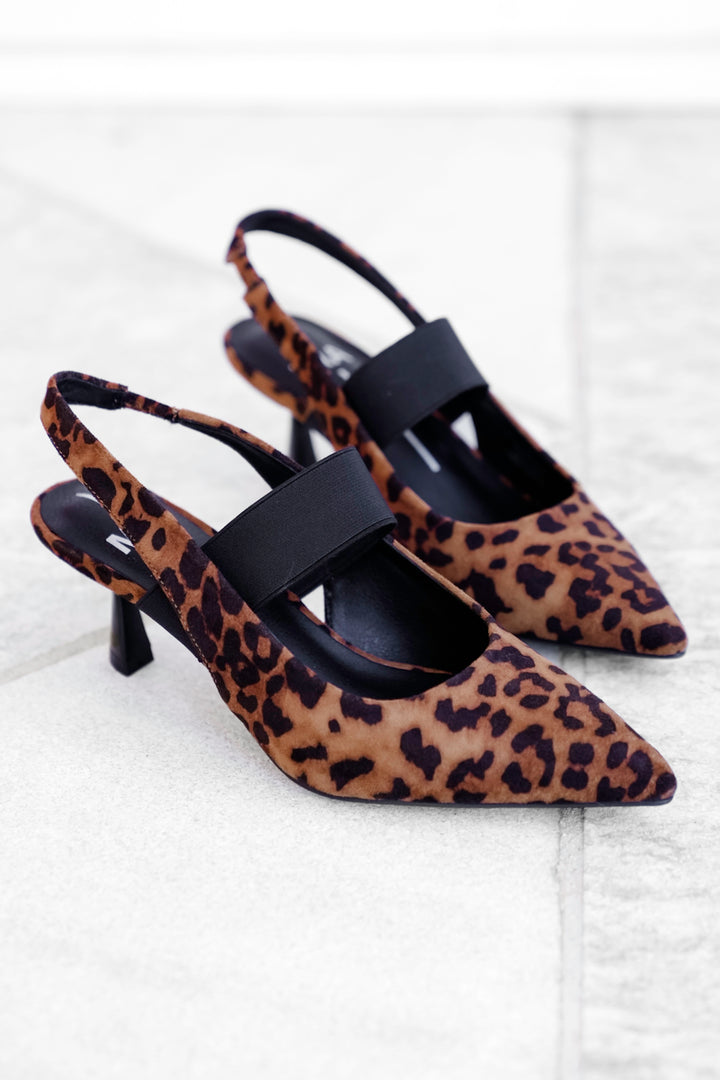 MIA Chic Pointed Animal Print Toe Elastic Band Heel