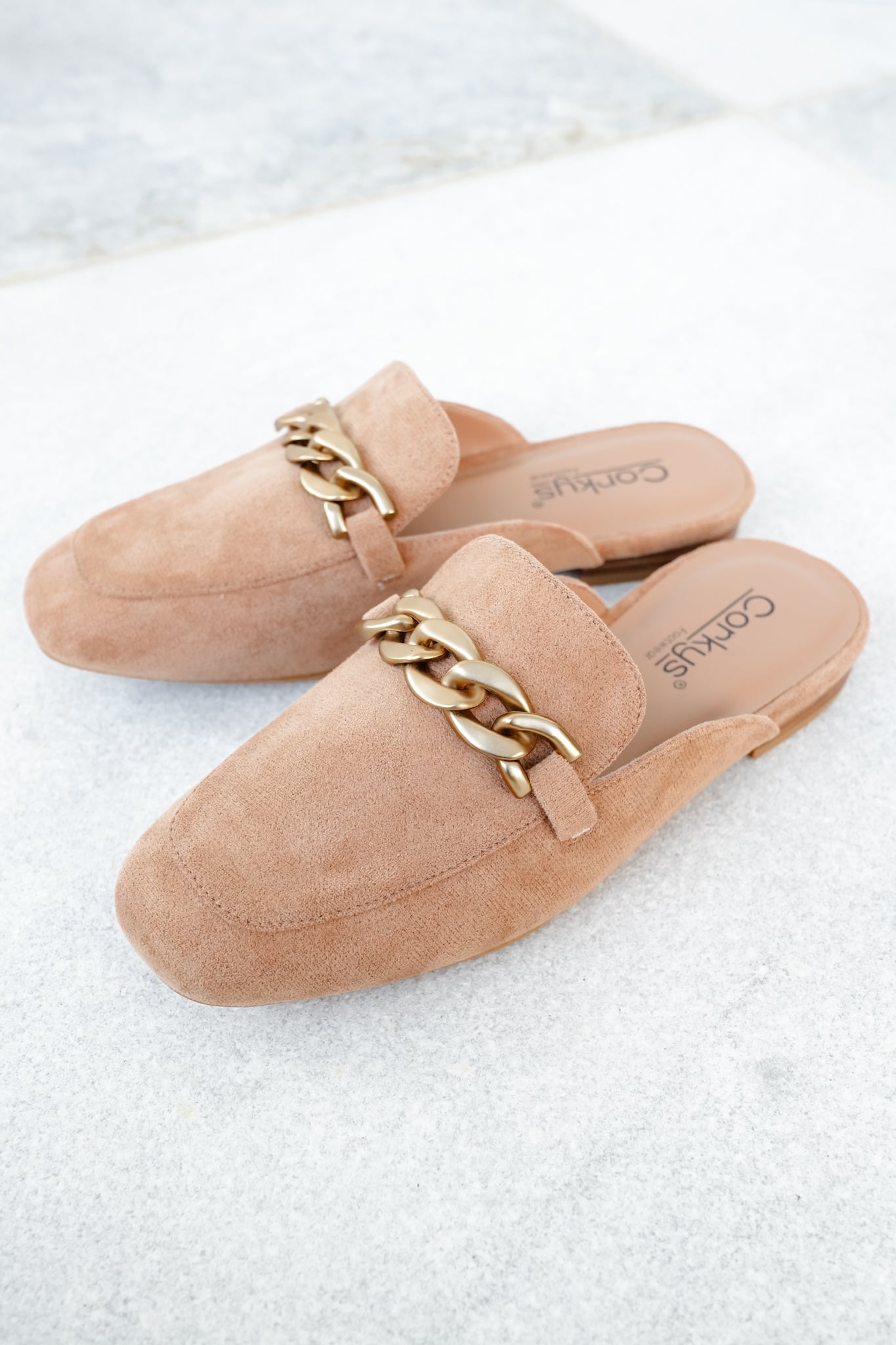 Corky's "Keep Sake" Vegan Suede Chain Detail Slip On Mule