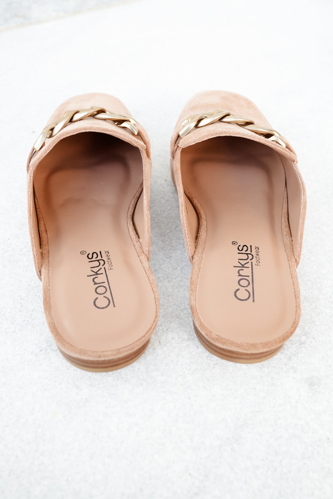 Corky's "Keep Sake" Vegan Suede Chain Detail Slip On Mule