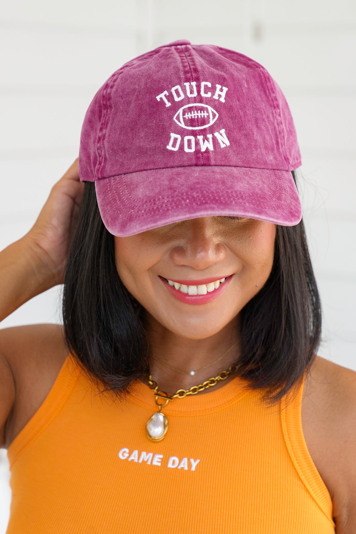Game Day Touch Down Football Embroidered Baseball Cap