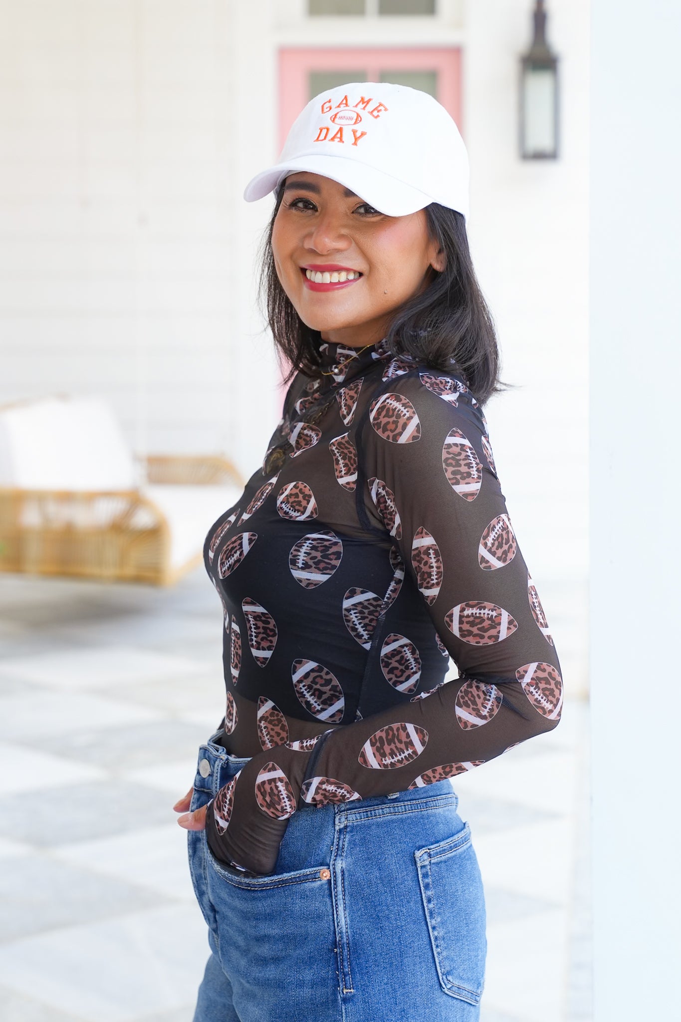 Leopard Football Printed Mesh Layering Top