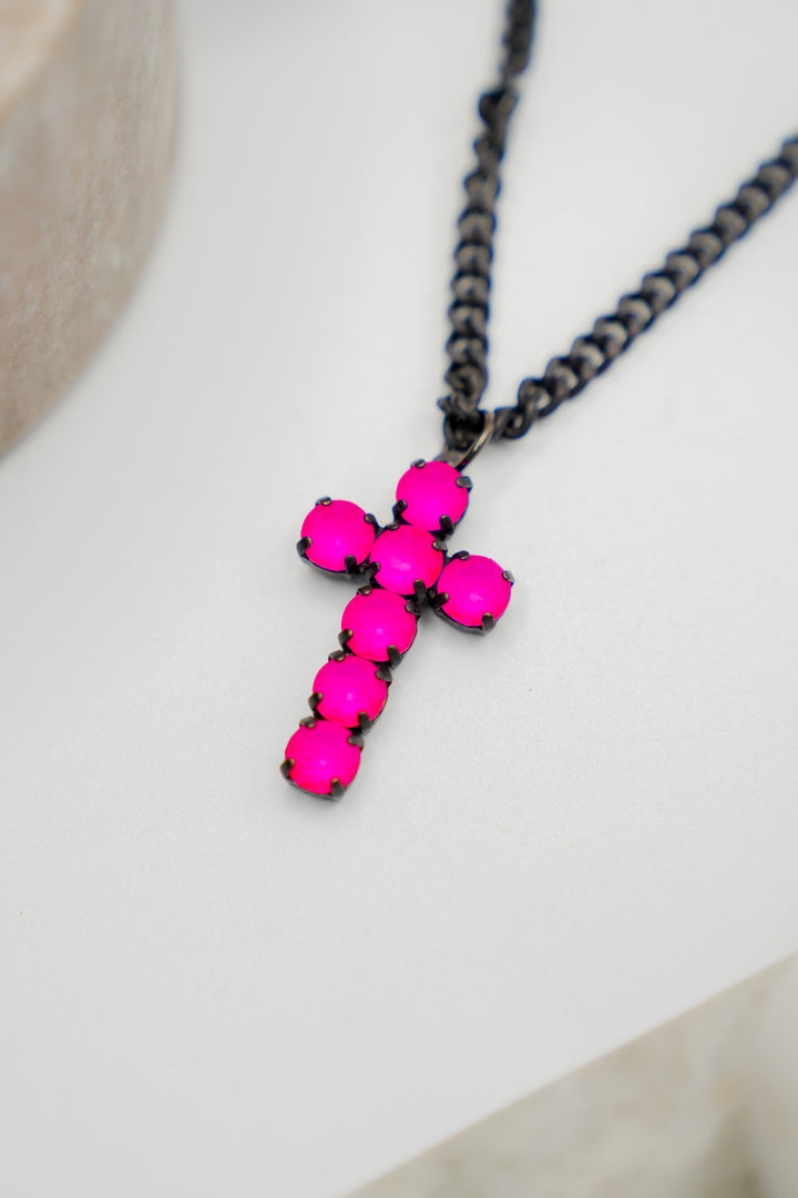TOVA Crystal Paved Cross Necklace