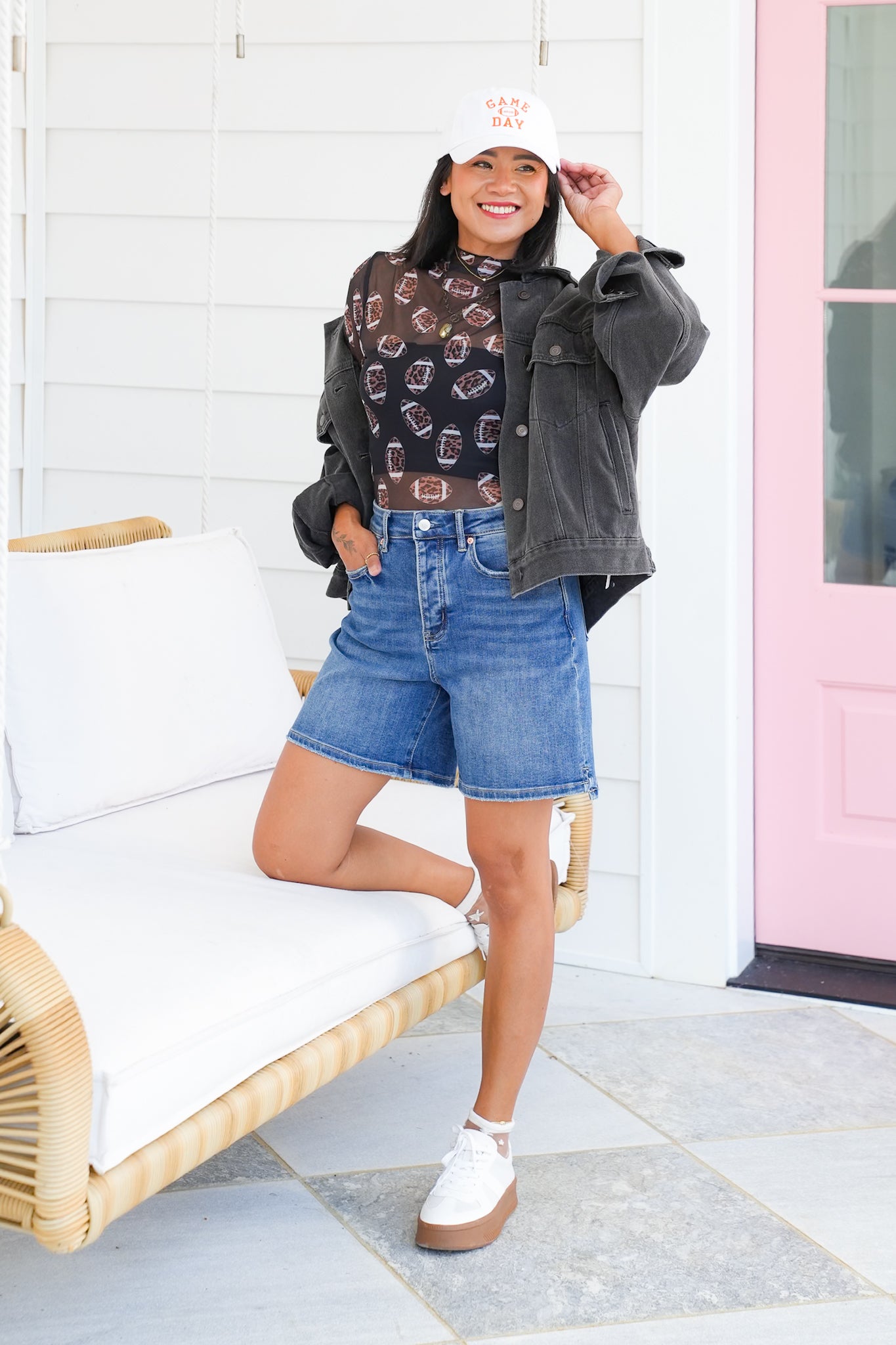 Leopard Football Printed Mesh Layering Top
