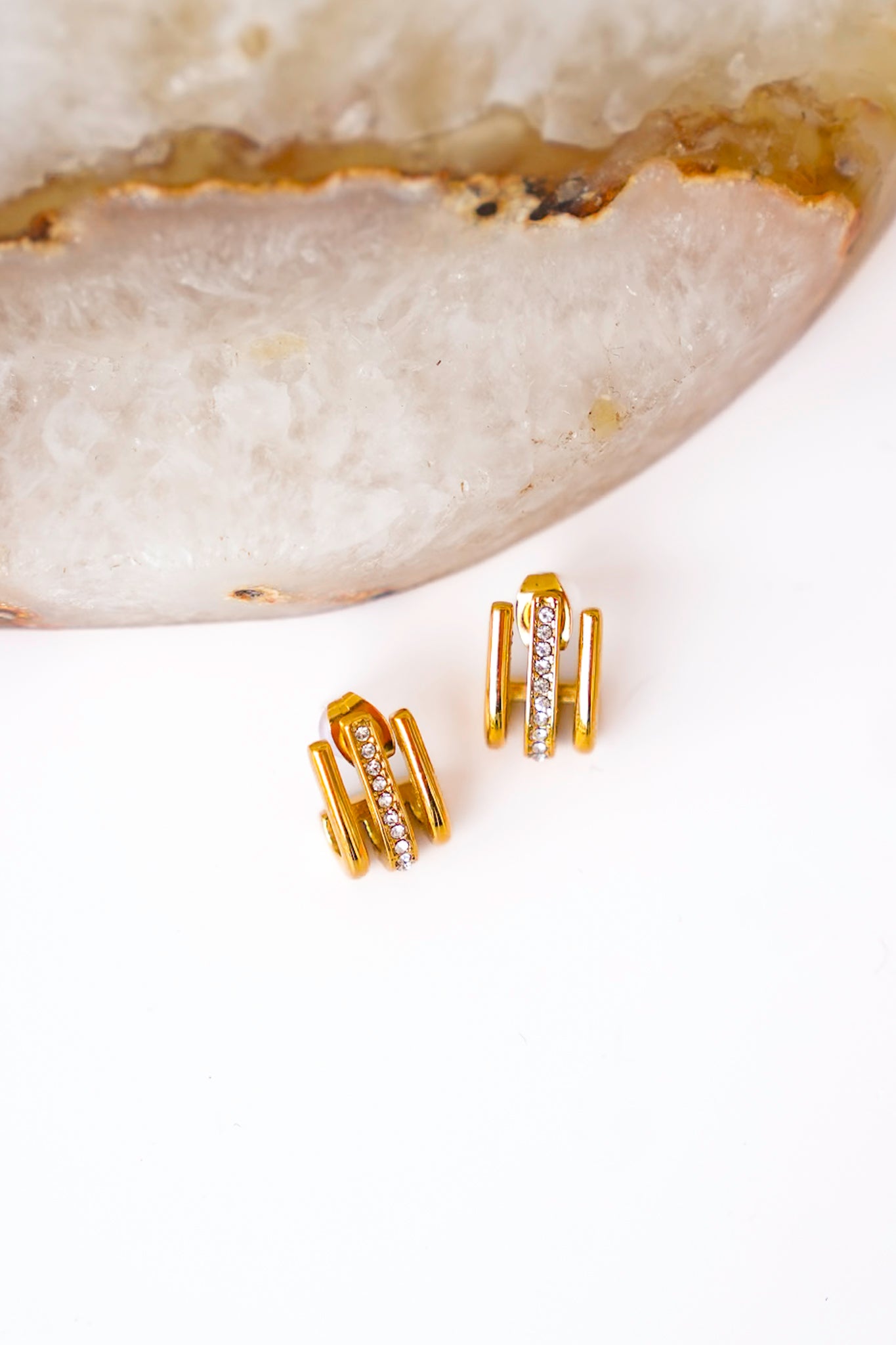Mila + Stevie Sadie Triple Stand Gold and Crystal Earrings