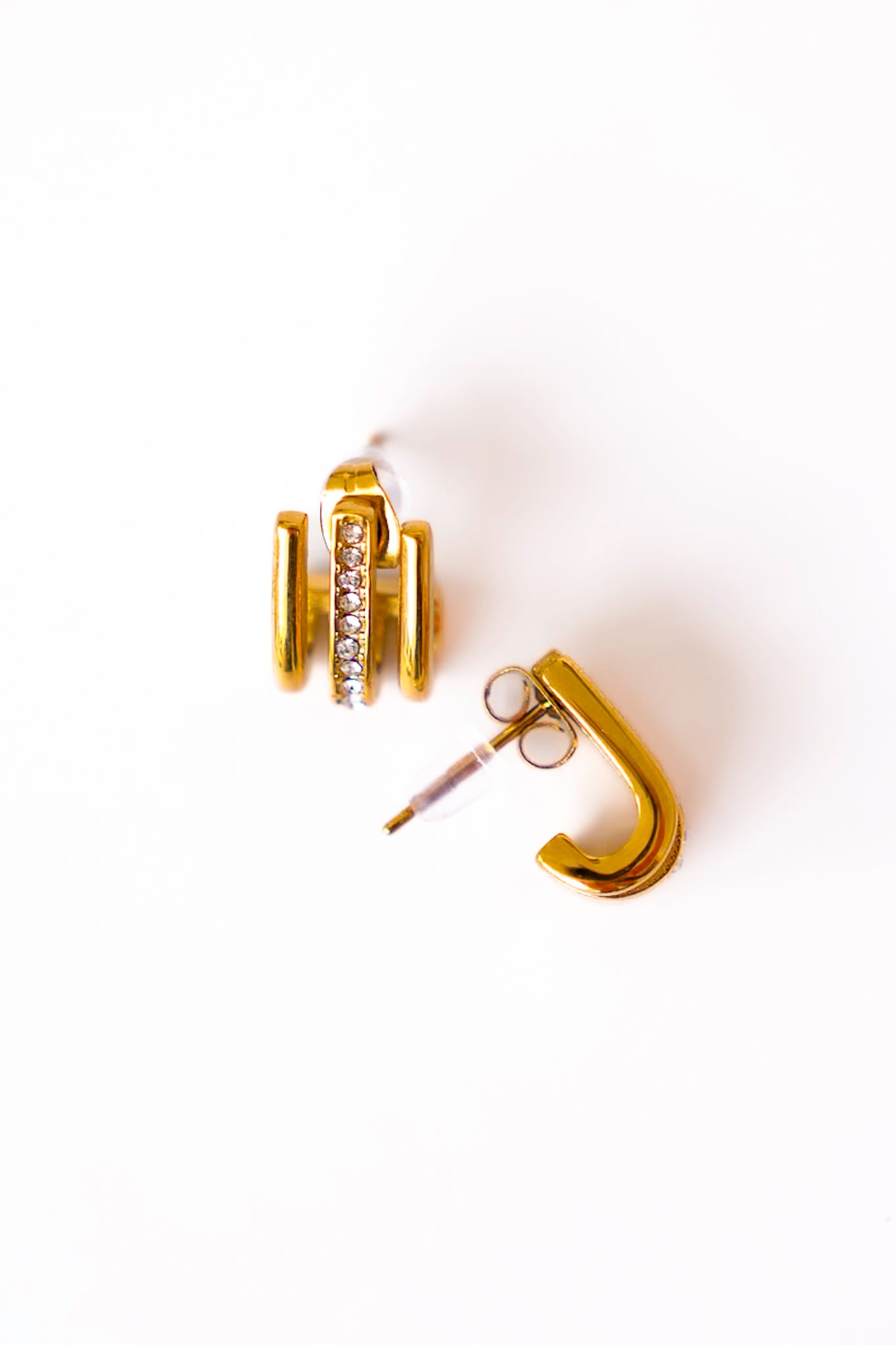 Mila + Stevie Sadie Triple Stand Gold and Crystal Earrings