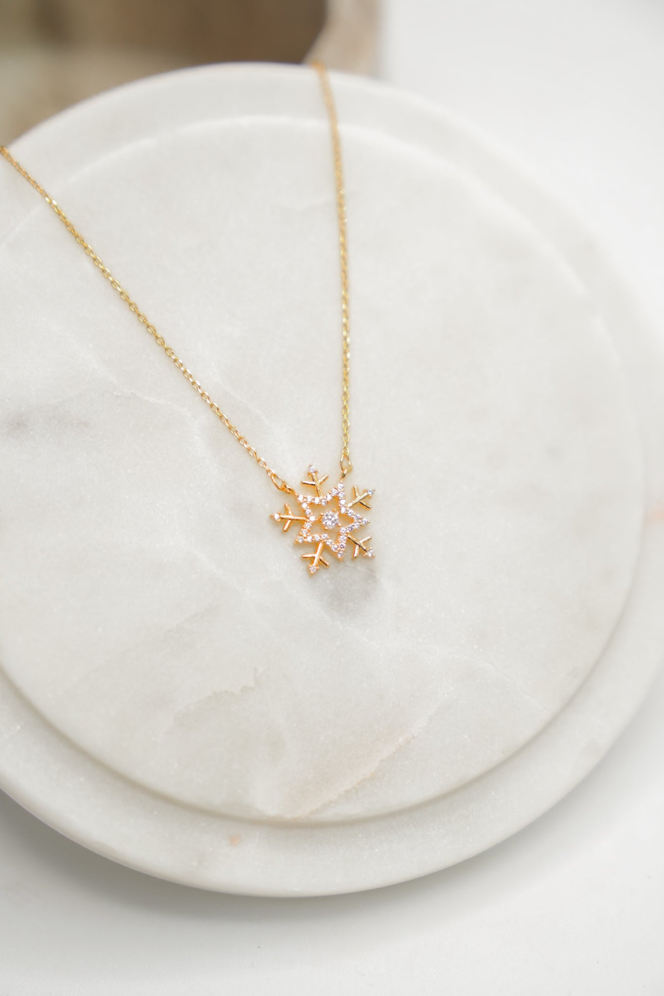 Love, Poppy Crystal Paved Snowflake Necklace