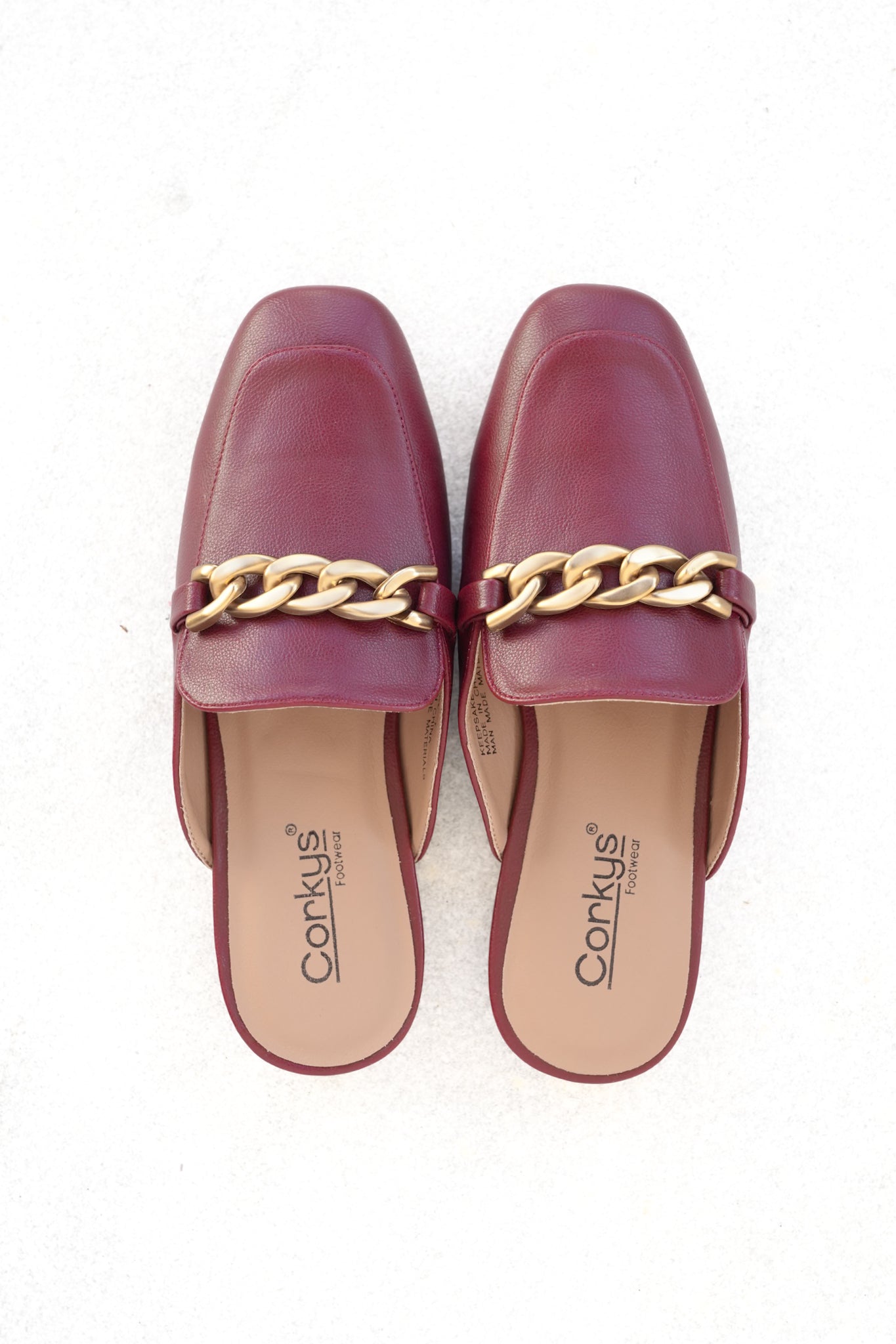 Corky's "Keep Sake" Vegan Leather Chain Detail Slip On Mule