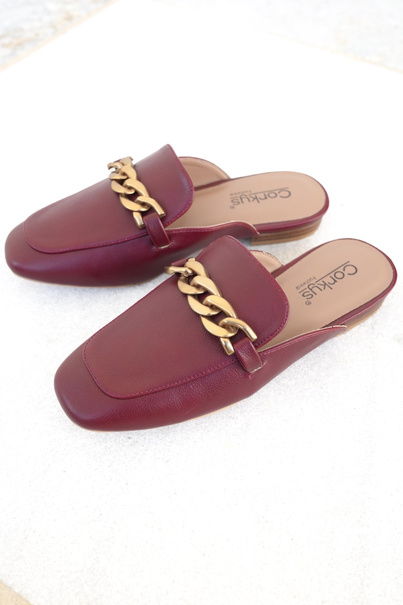 Corky's "Keep Sake" Vegan Leather Chain Detail Slip On Mule