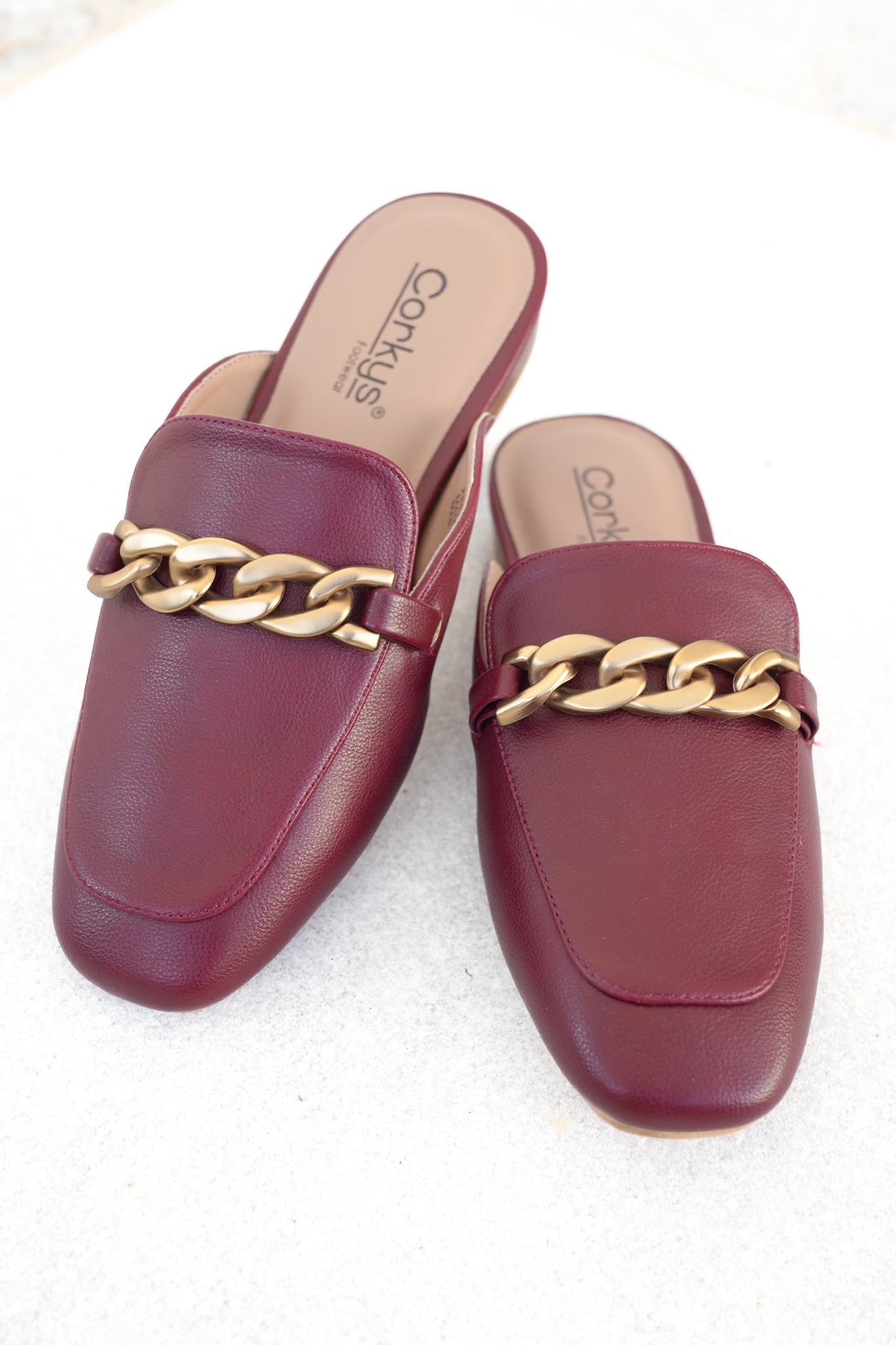 Corky's "Keep Sake" Vegan Leather Chain Detail Slip On Mule