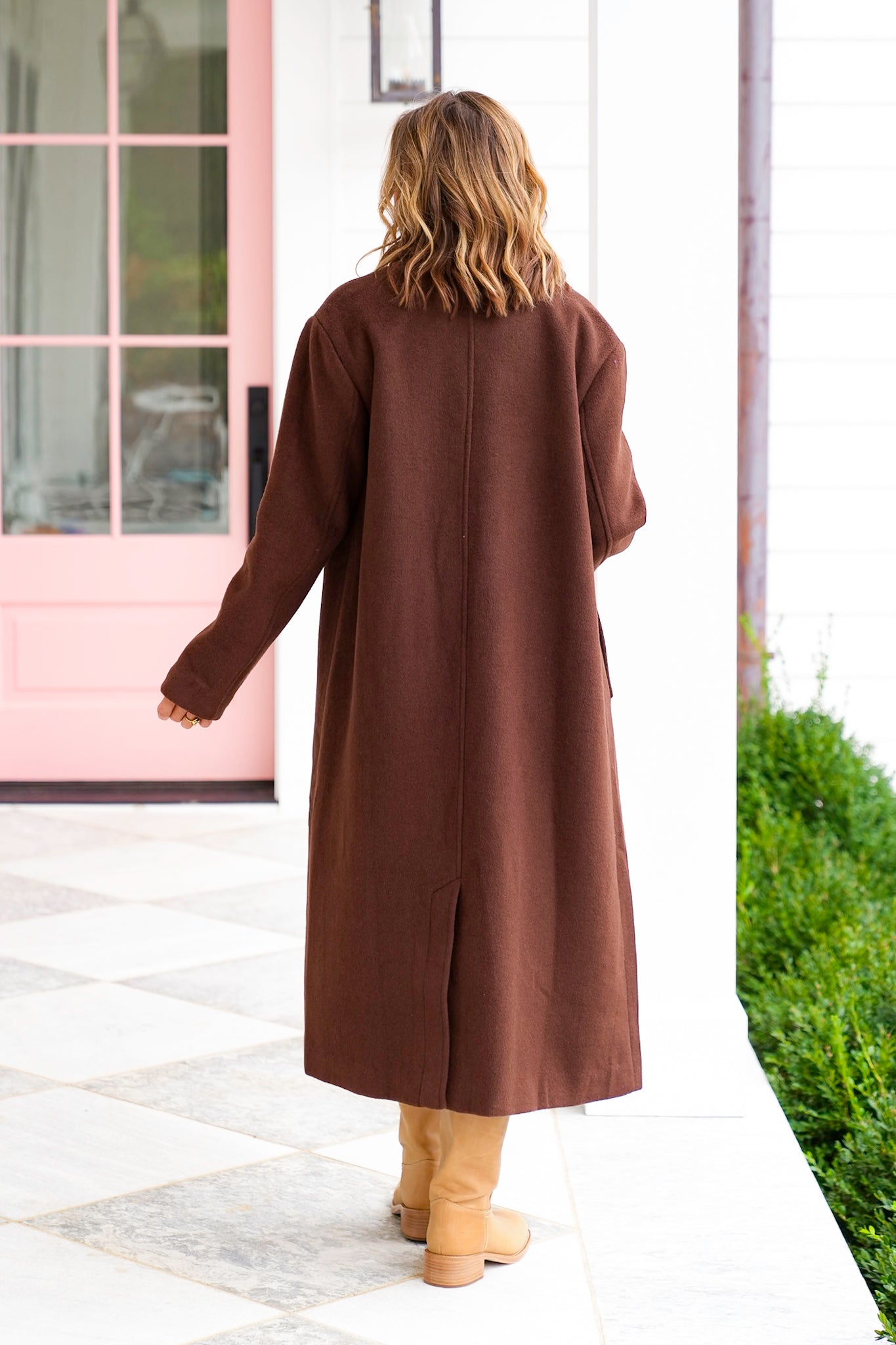 Wool Blend Long Sleeve Double Breasted Trench Coat