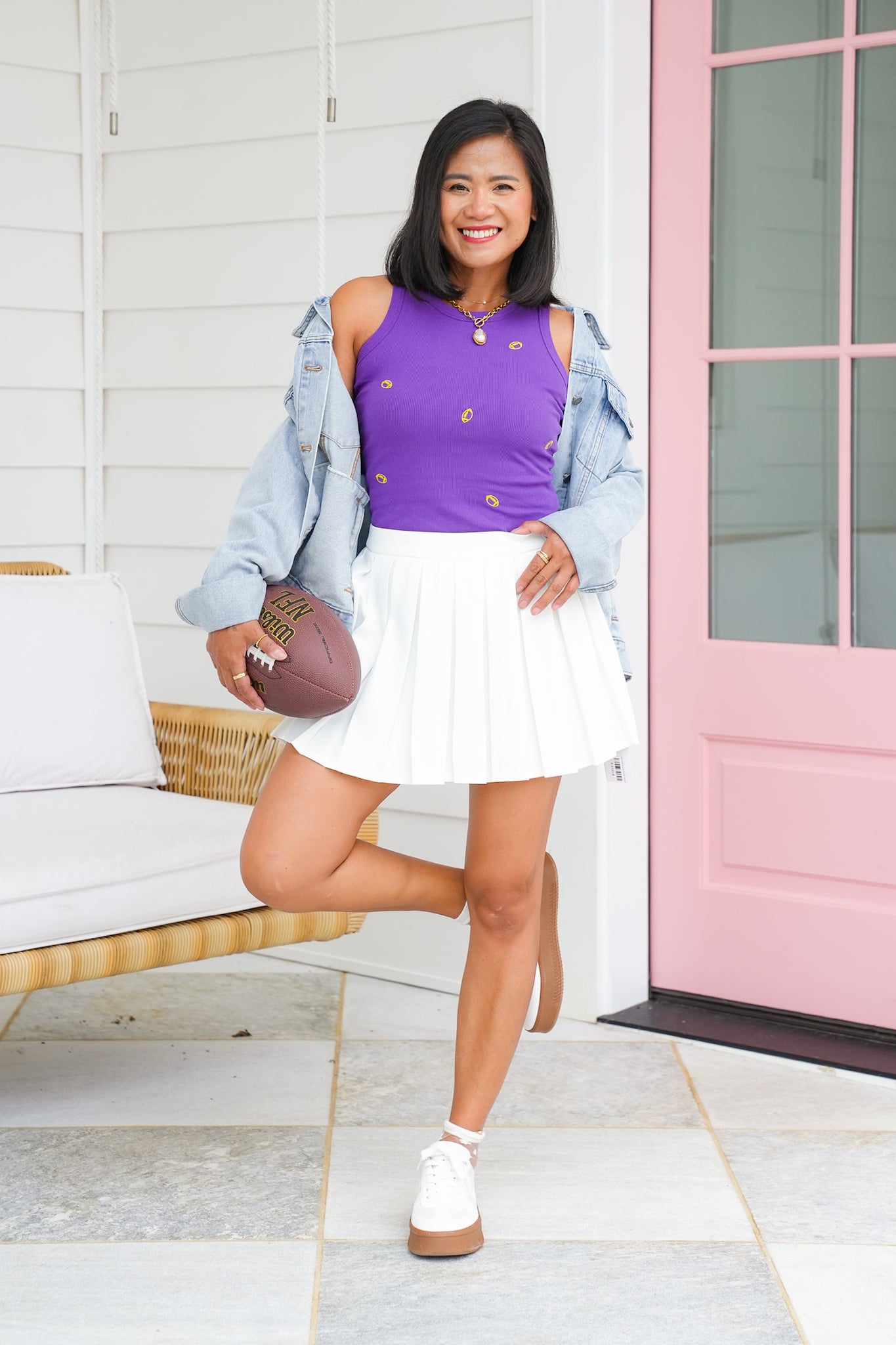 Football Embroidery Tank Top