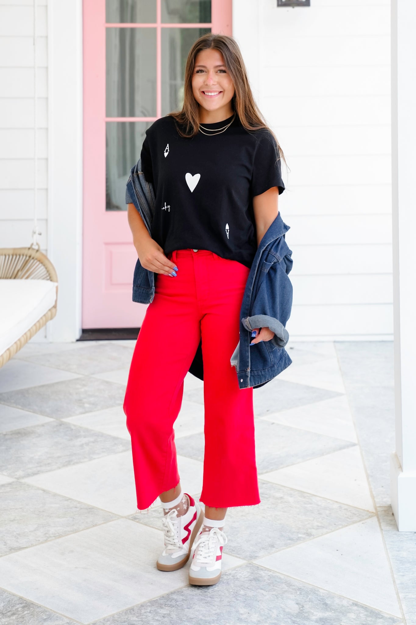 Black Short Sleeve Ace of Hearts Graphic Tee