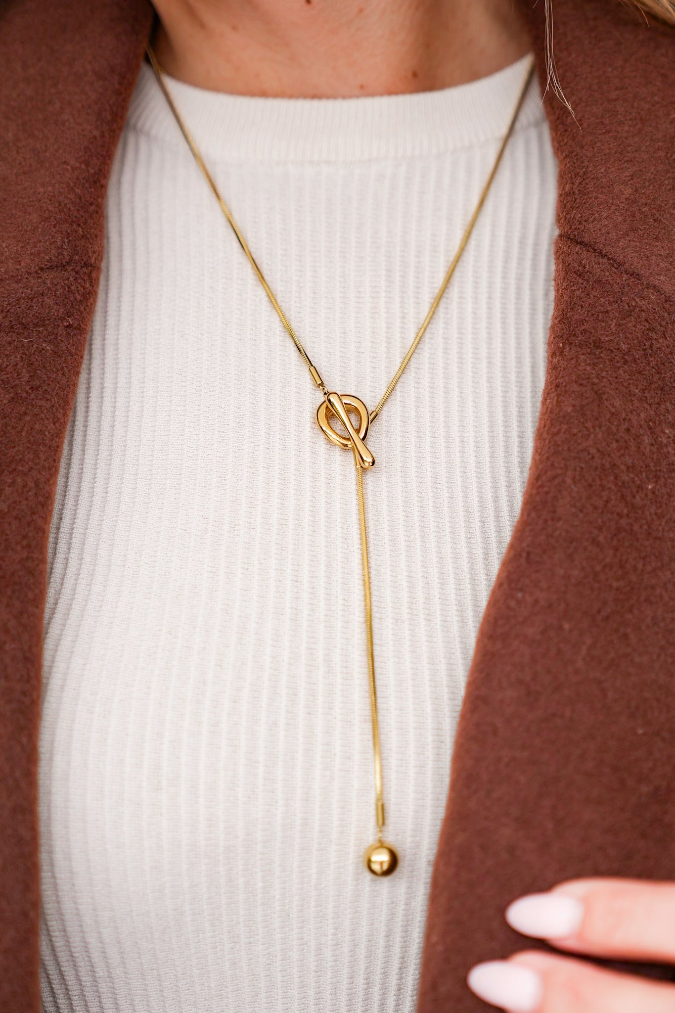 Mila + Stevie Ball Drop Bolo Necklace