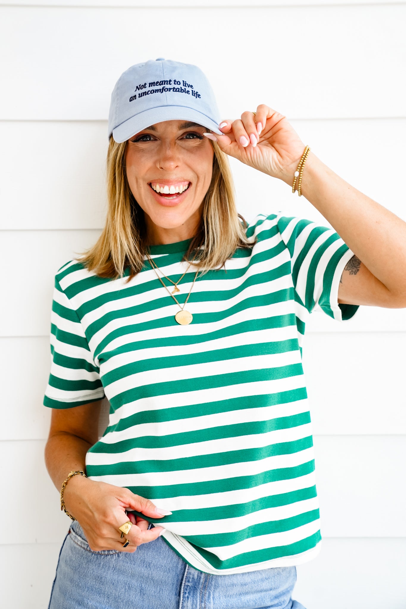 Striped Short Sleeve Round Neck Top