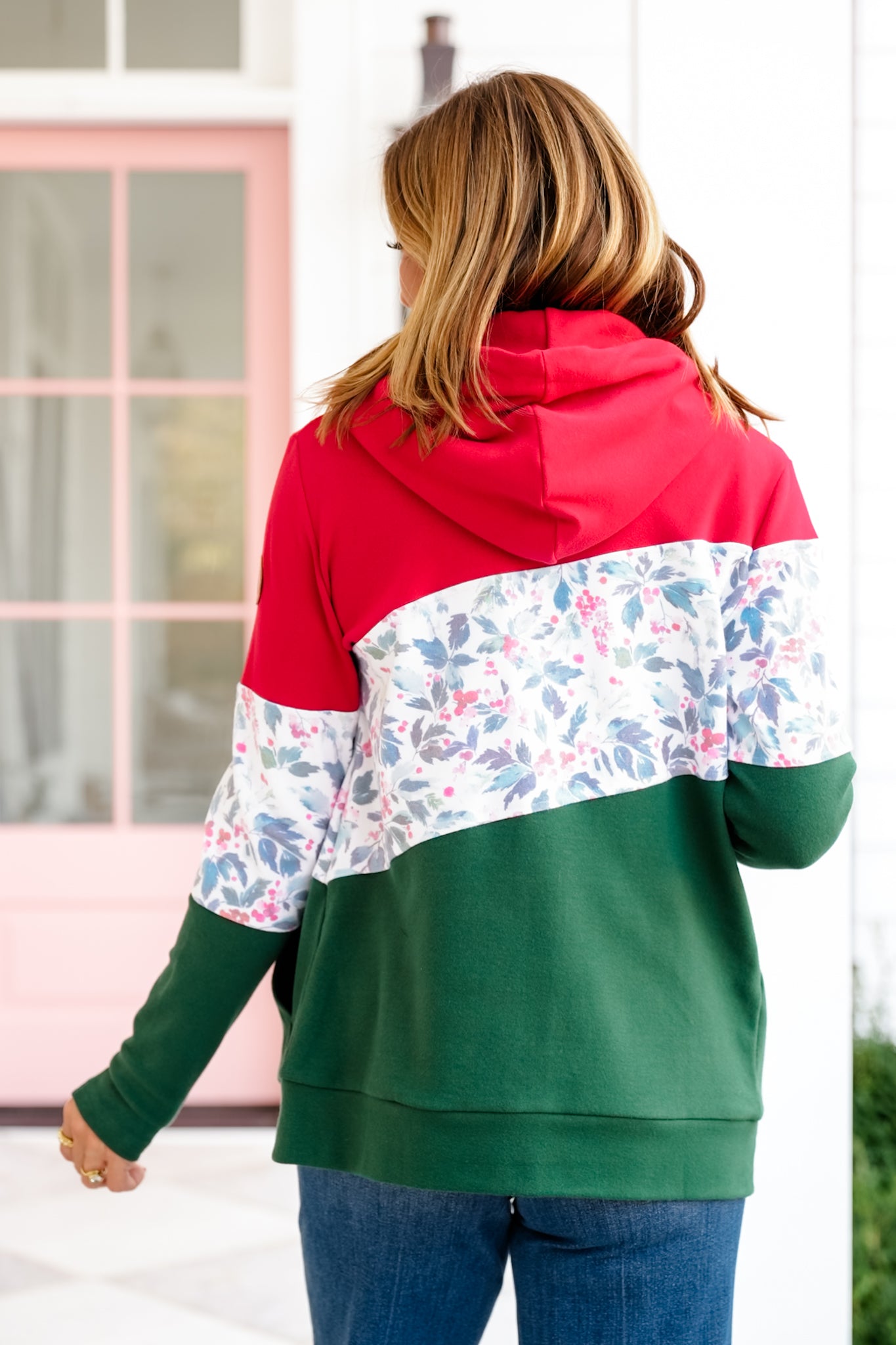 Plus/Reg Color Block Long Sleeve Zip Up Hoodie Top