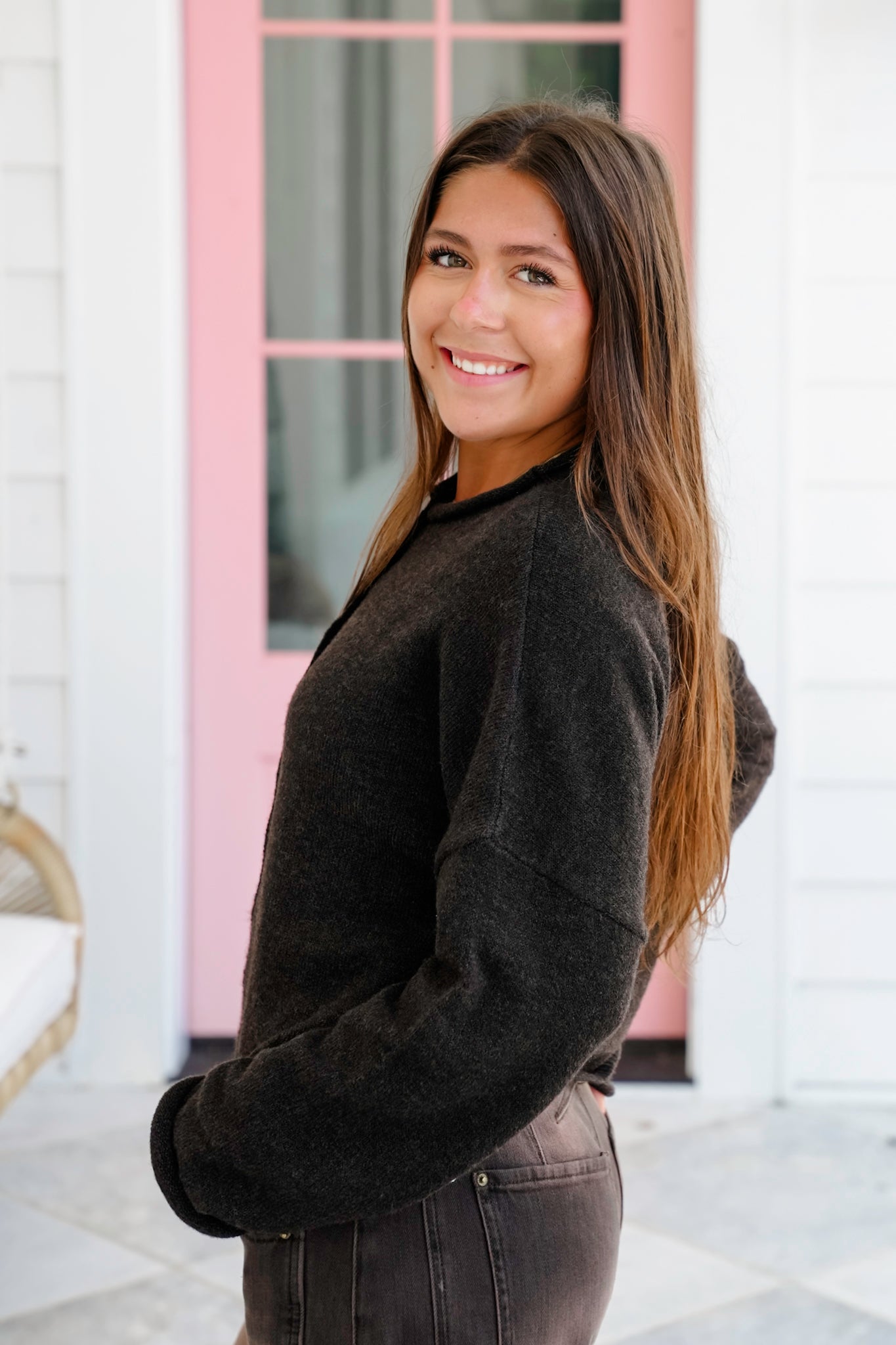 Chocolate Long Sleeve Button Down Cardigan